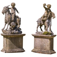 Pair of 19th Century Carrara Marble Italian Garden Sculptures
