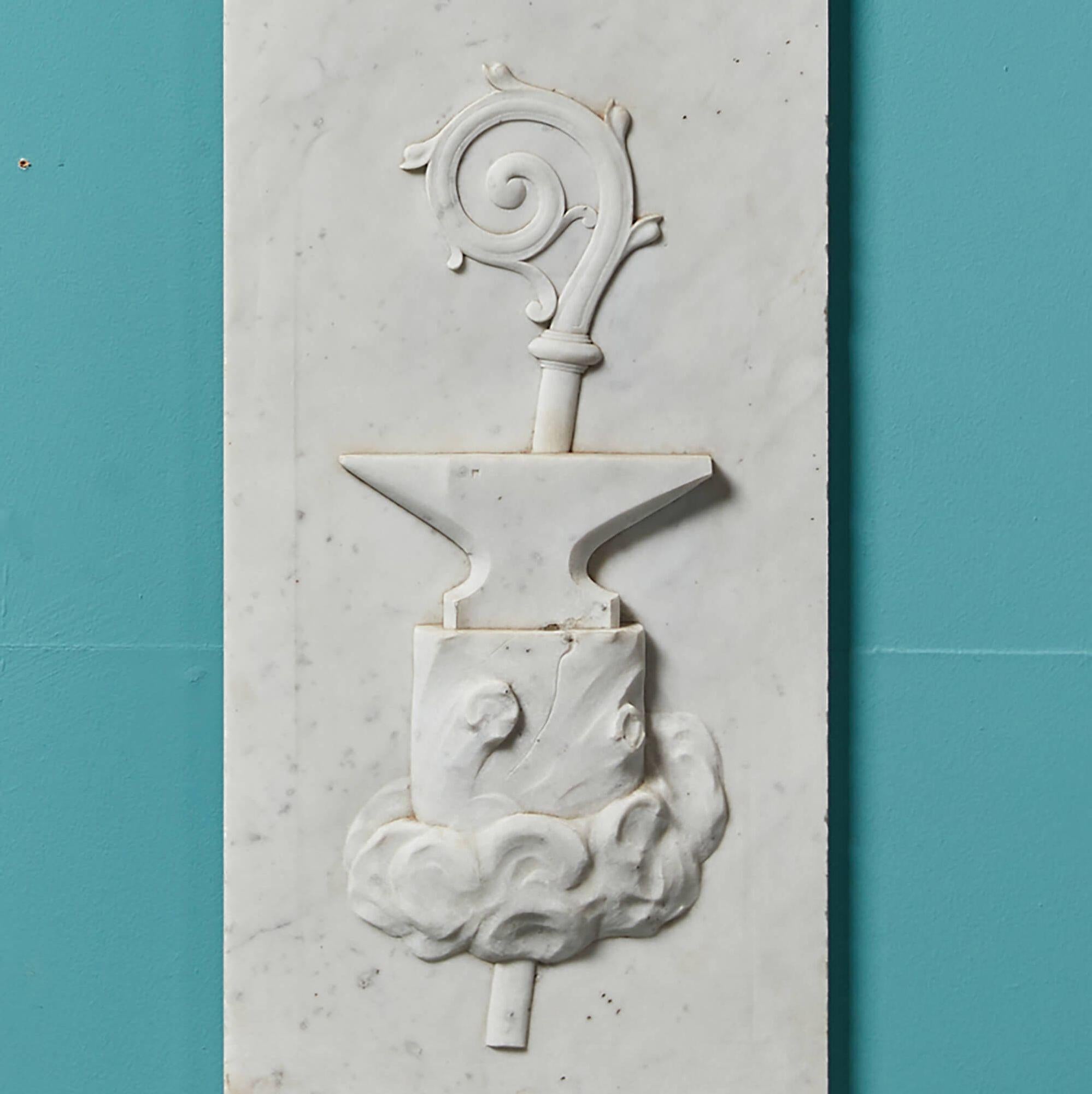 Pair of 19th Century Carrara Marble Wall Plaques For Sale 1