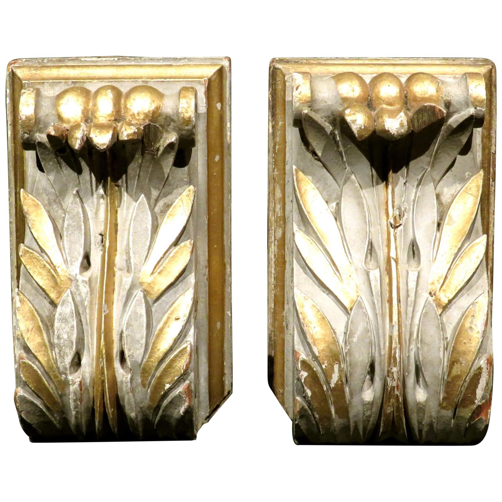 Pair of 19th Century Carved & Gilded Corbels Converted to Bookends, Circa 1890 For Sale