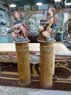 Polychromed terracotta pair of Angels