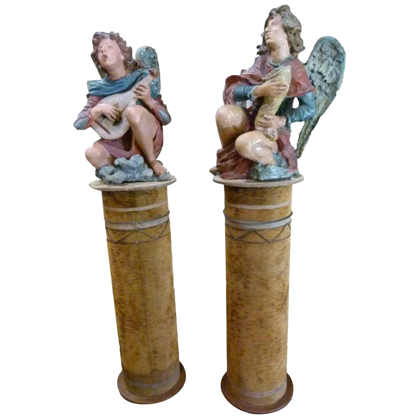 Polychromed terracotta pair of Angels 