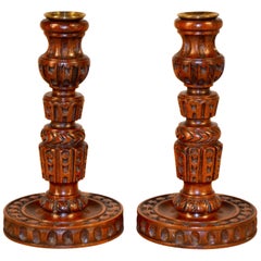 Pair of 19th Century Carved Candlesticks