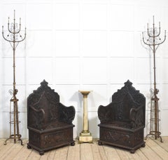 Pair of 19th century carved ceremonial armchairs
