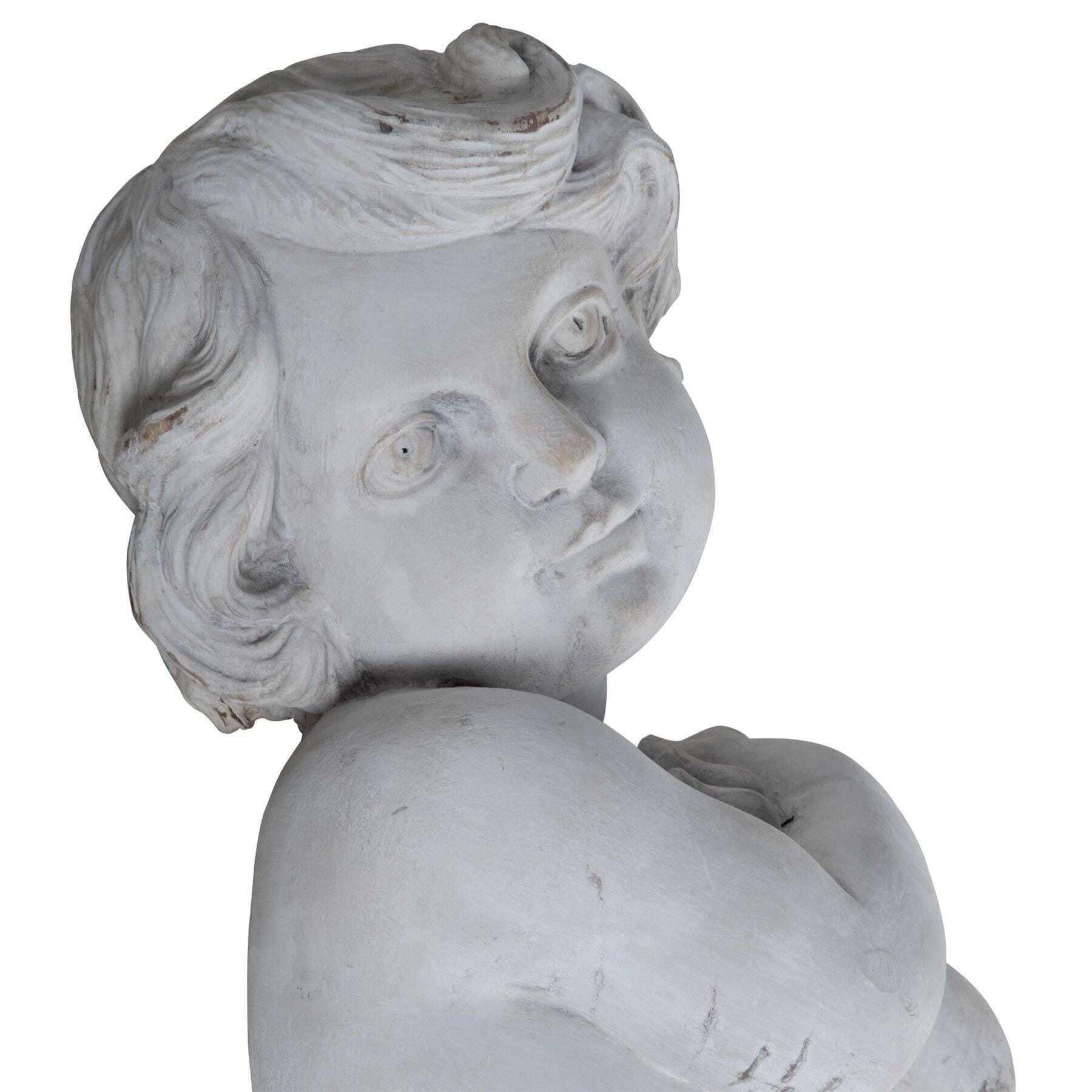 Pair of 19th century French carved oak cherubs, in their original paint. Circa 1880.
This charming pair would make a whimsical feature high up on an interior wall.