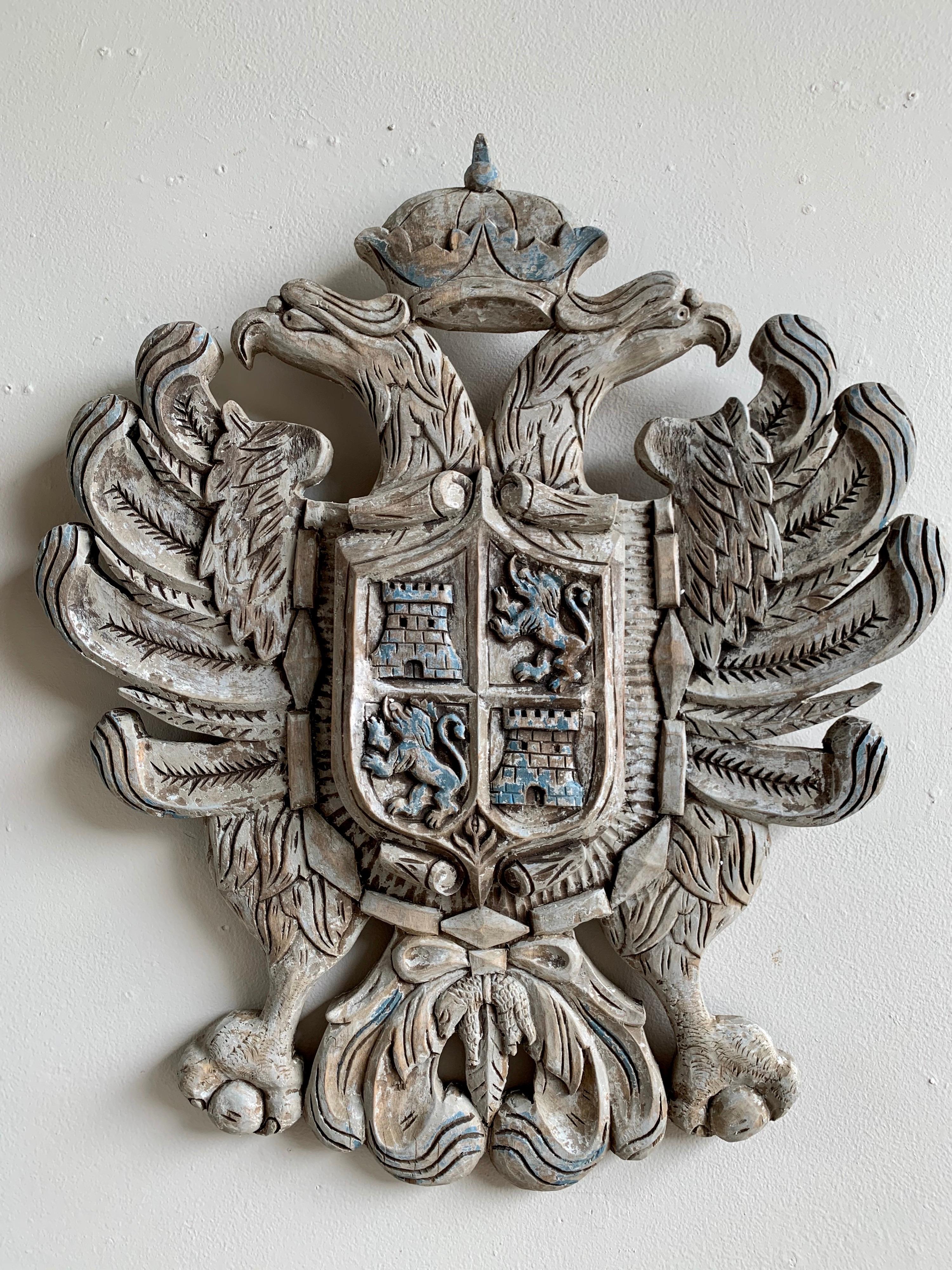 Renaissance Pair of 19th Century Carved Coat of Arms