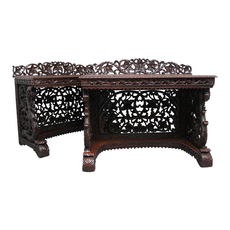 Pair of 19th Century Carved Console Tables For Sale