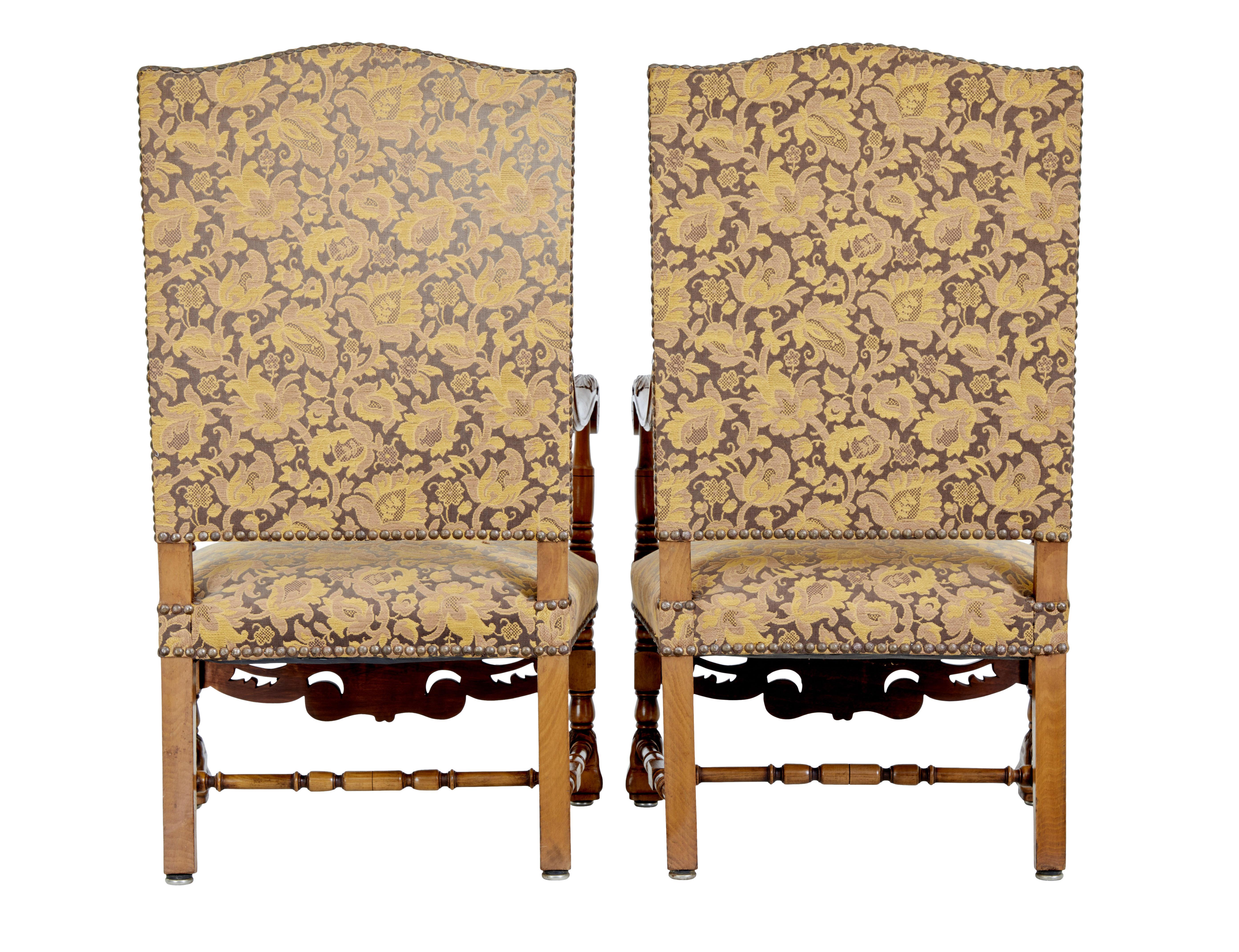 Baroque Revival Pair of 19th century carved French baroque throne armchairs