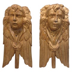 Pair of 19th Century Carved Gilded Angels