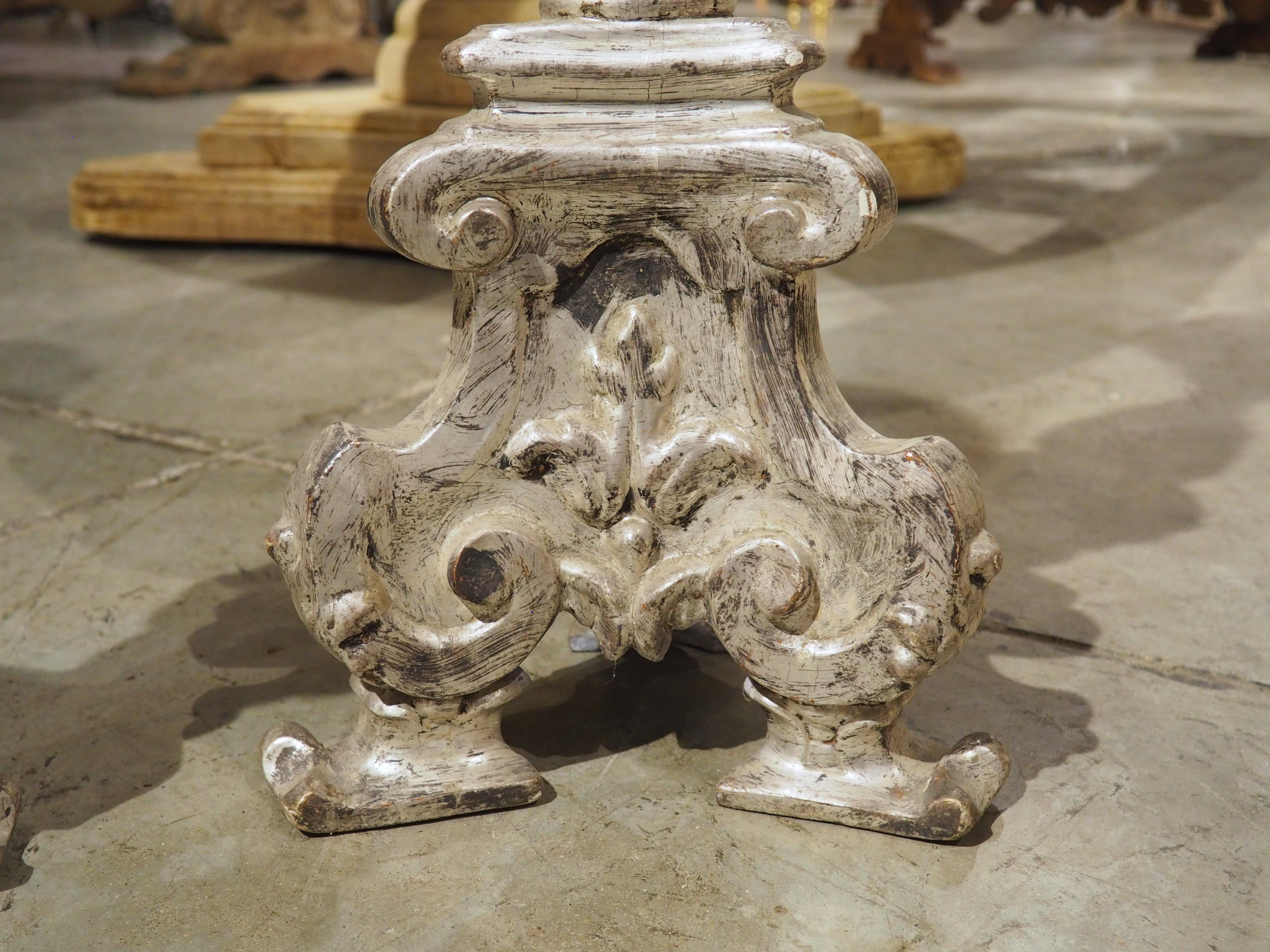 Pair of 19th Century Carved Italian Silverleaf Candlesticks For Sale 5