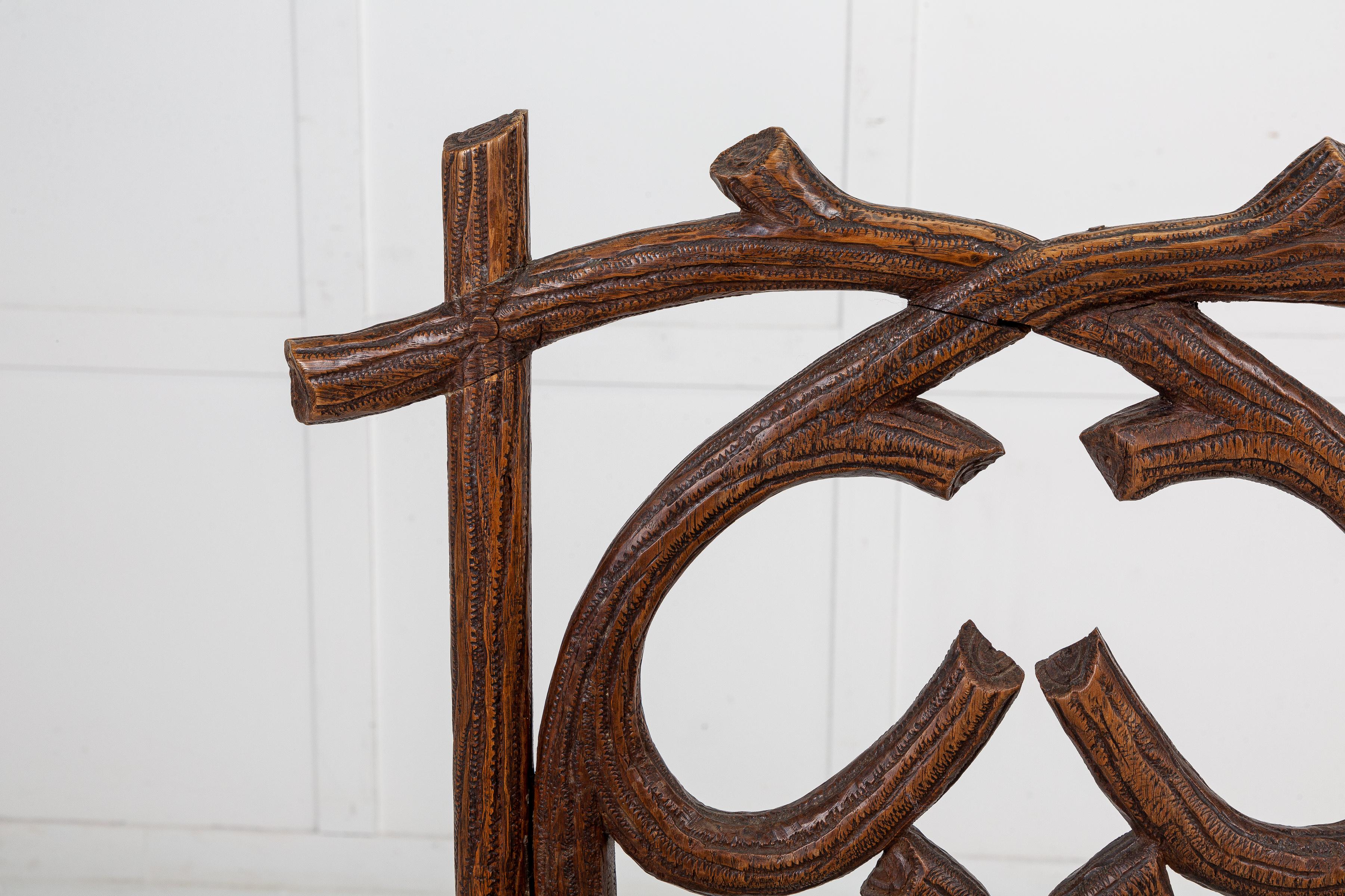 Pair of 19th Century Carved Linden Wood Chairs For Sale 1