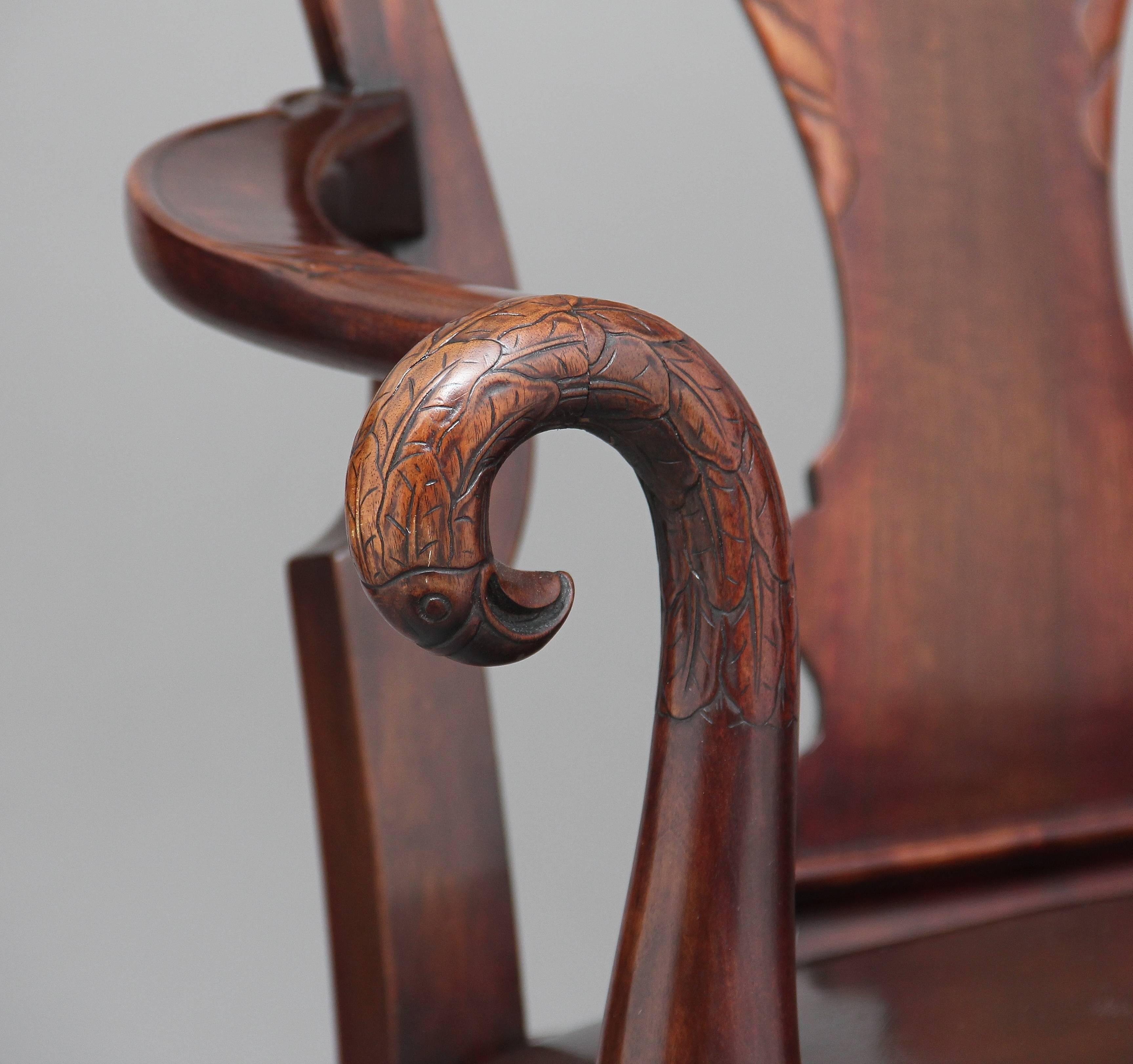 Pair of 19th Century Carved Mahogany Armchairs 4