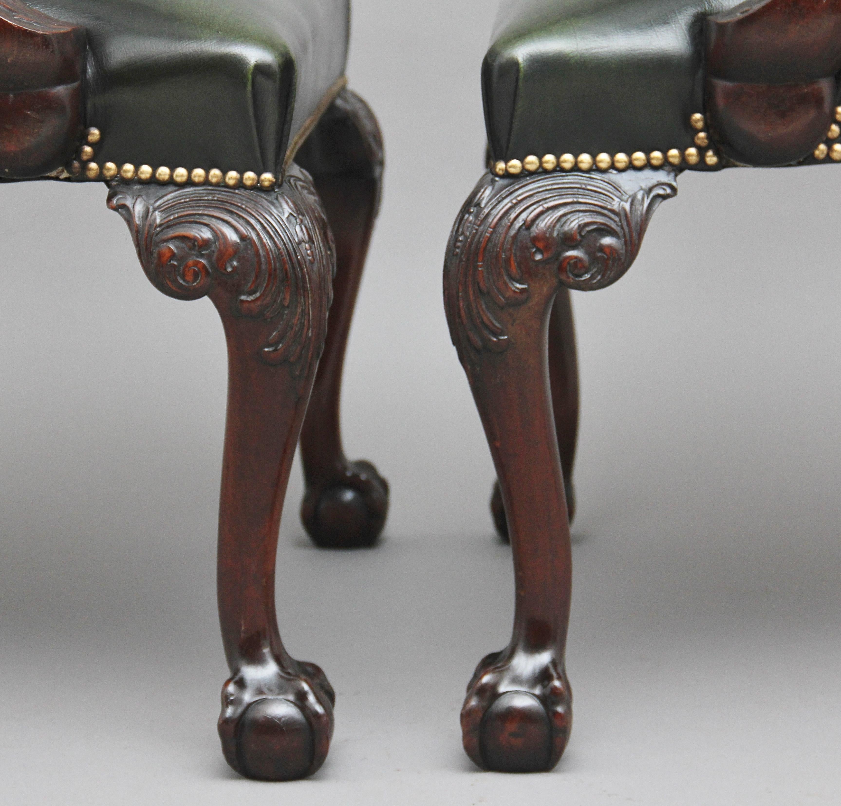Pair of 19th Century carved mahogany armchairs in the Chippendale style 4
