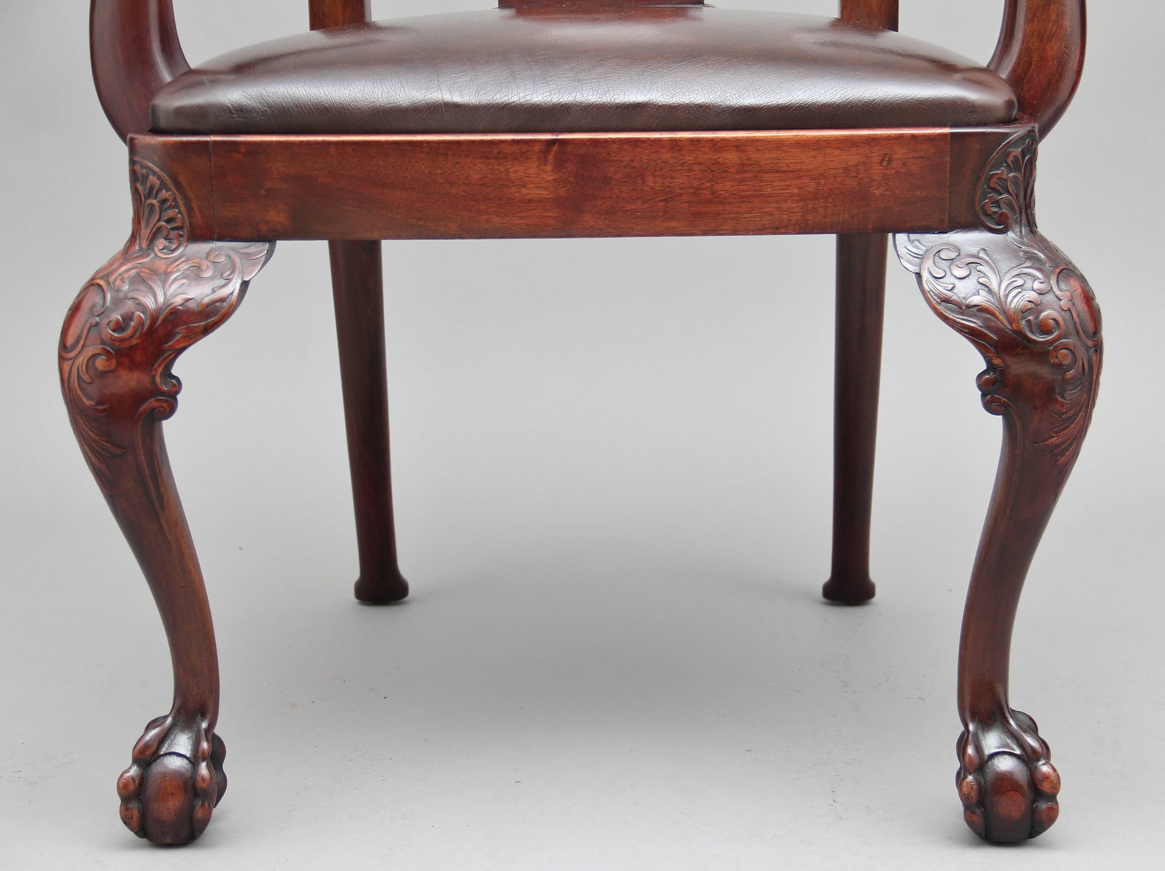 Pair of 19th Century Carved Mahogany Armchairs 6