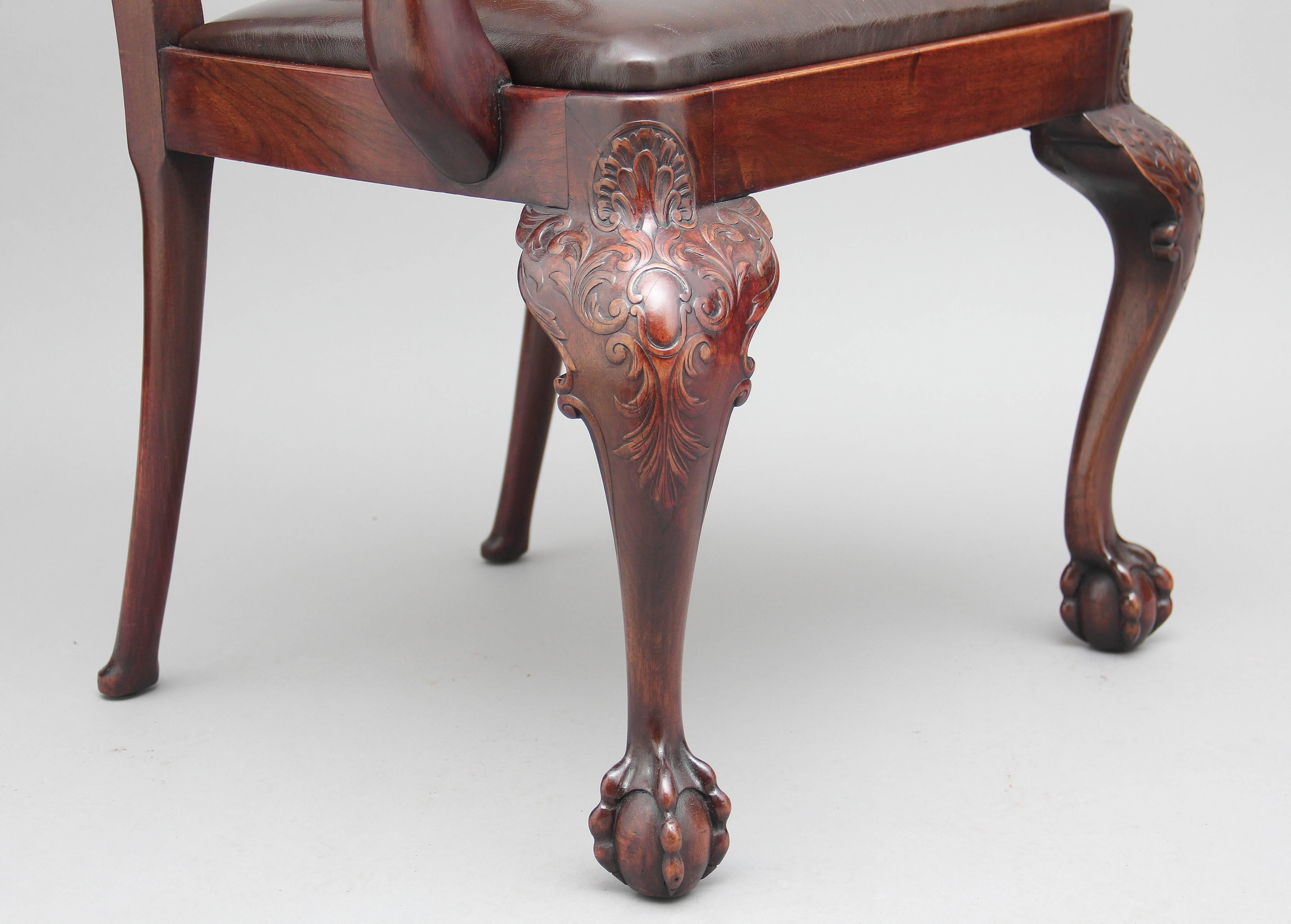 Pair of 19th Century Carved Mahogany Armchairs 7