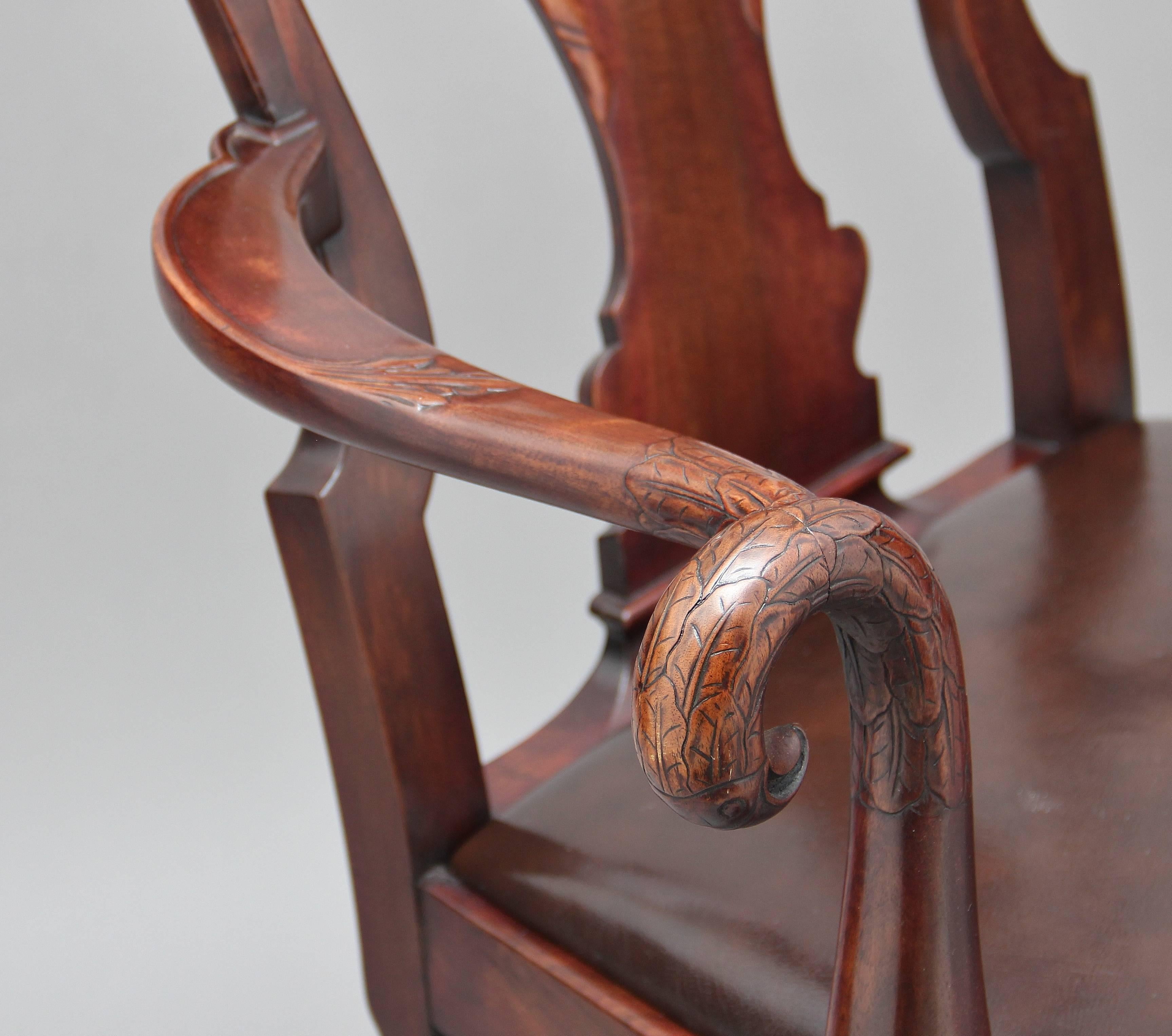 Pair of 19th Century Carved Mahogany Armchairs 11