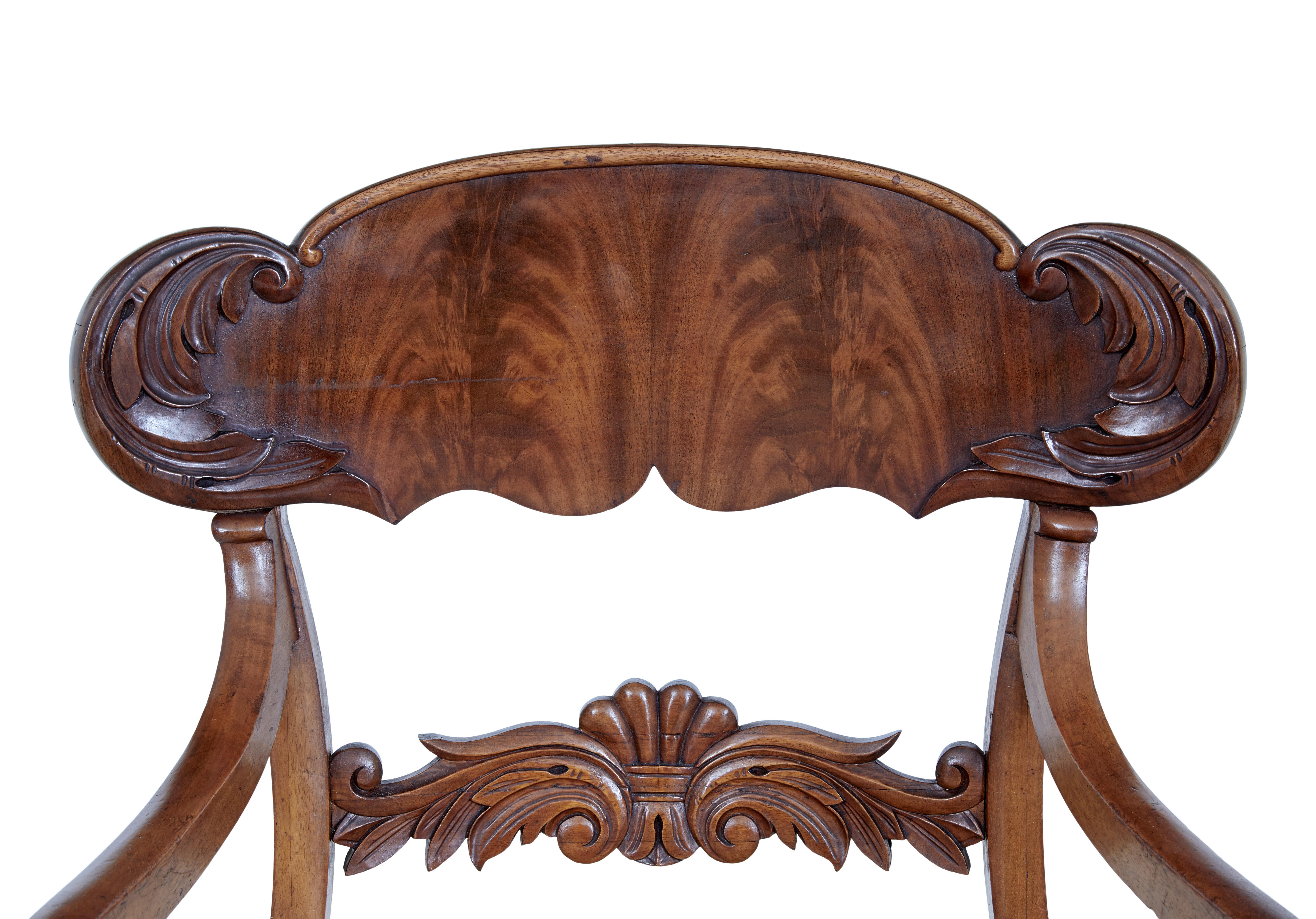 Pair of 19th Century Carved Mahogany Armchairs In Good Condition In Debenham, Suffolk