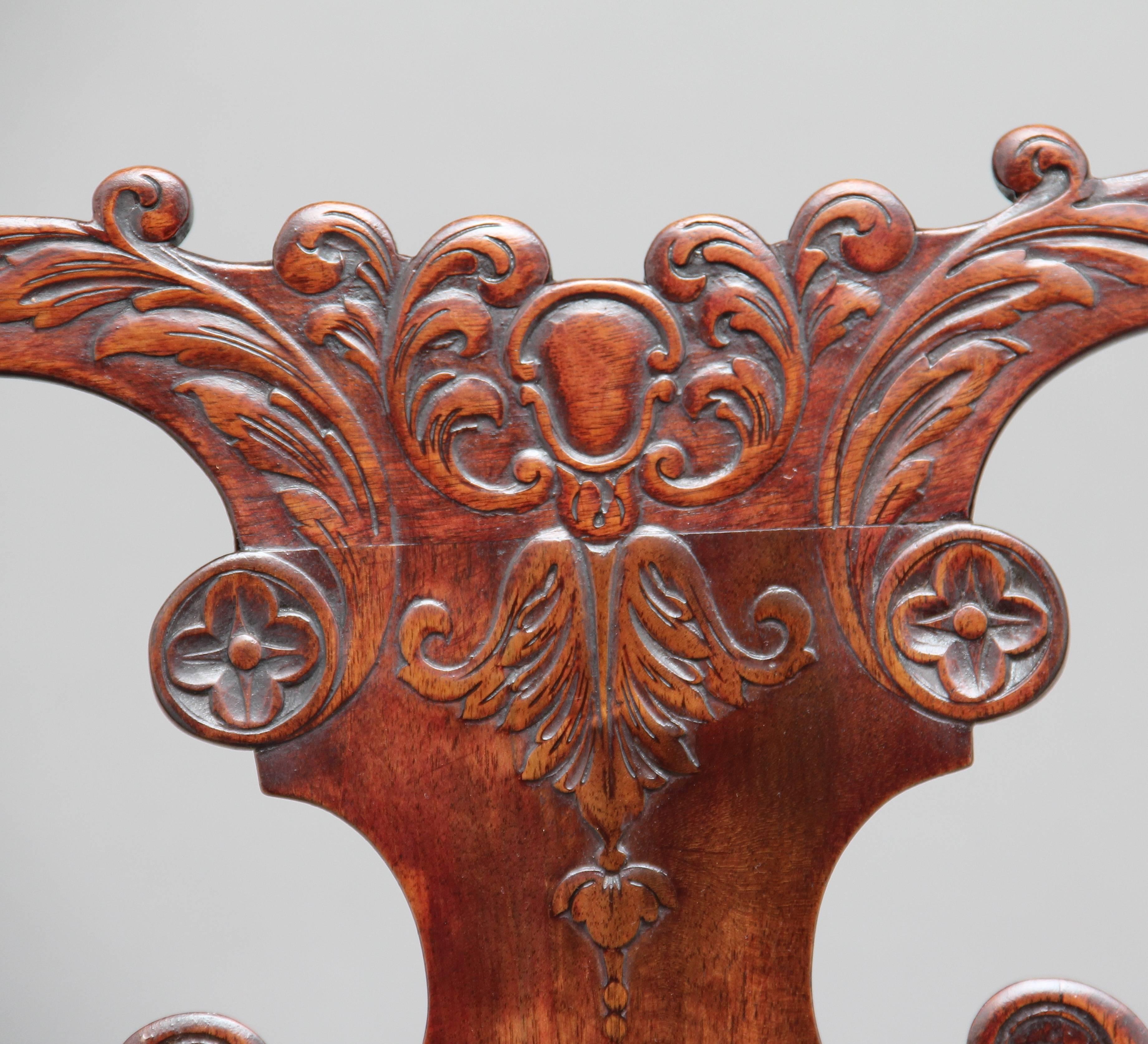 Pair of 19th Century Carved Mahogany Armchairs 1