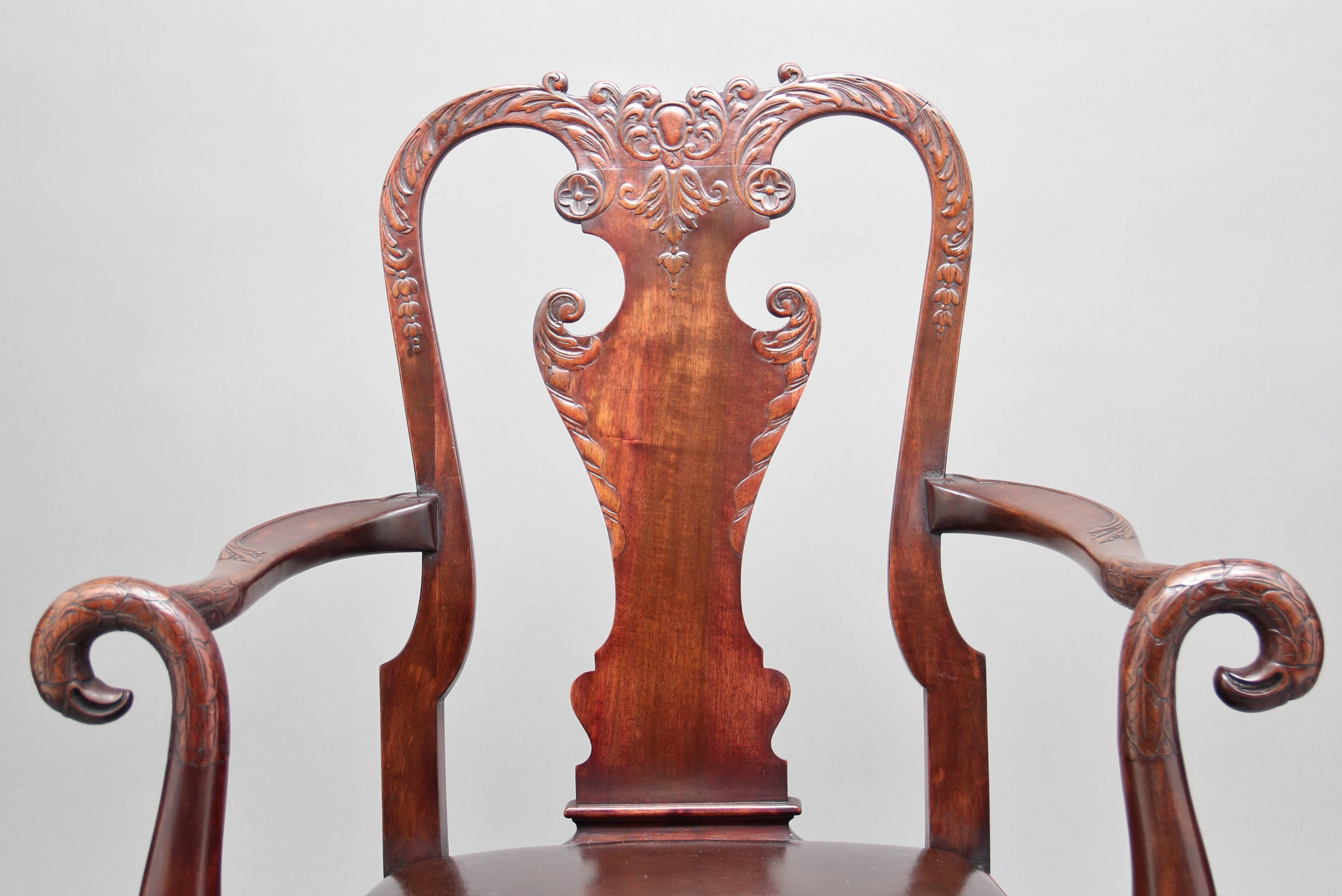 Pair of 19th Century Carved Mahogany Armchairs 2