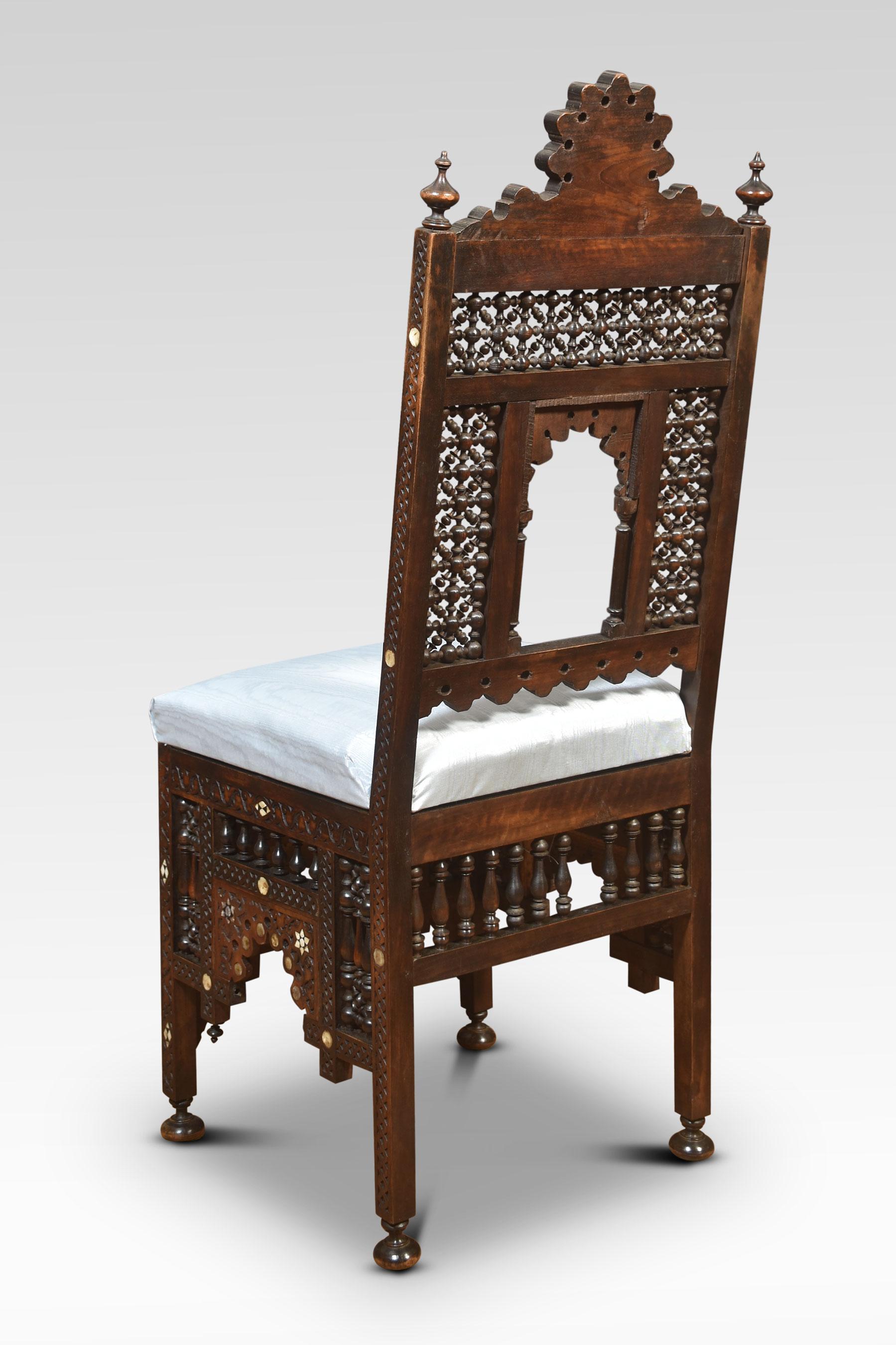 Pair of 19th Century Carved Moorish Hardwood Chairs For Sale 6
