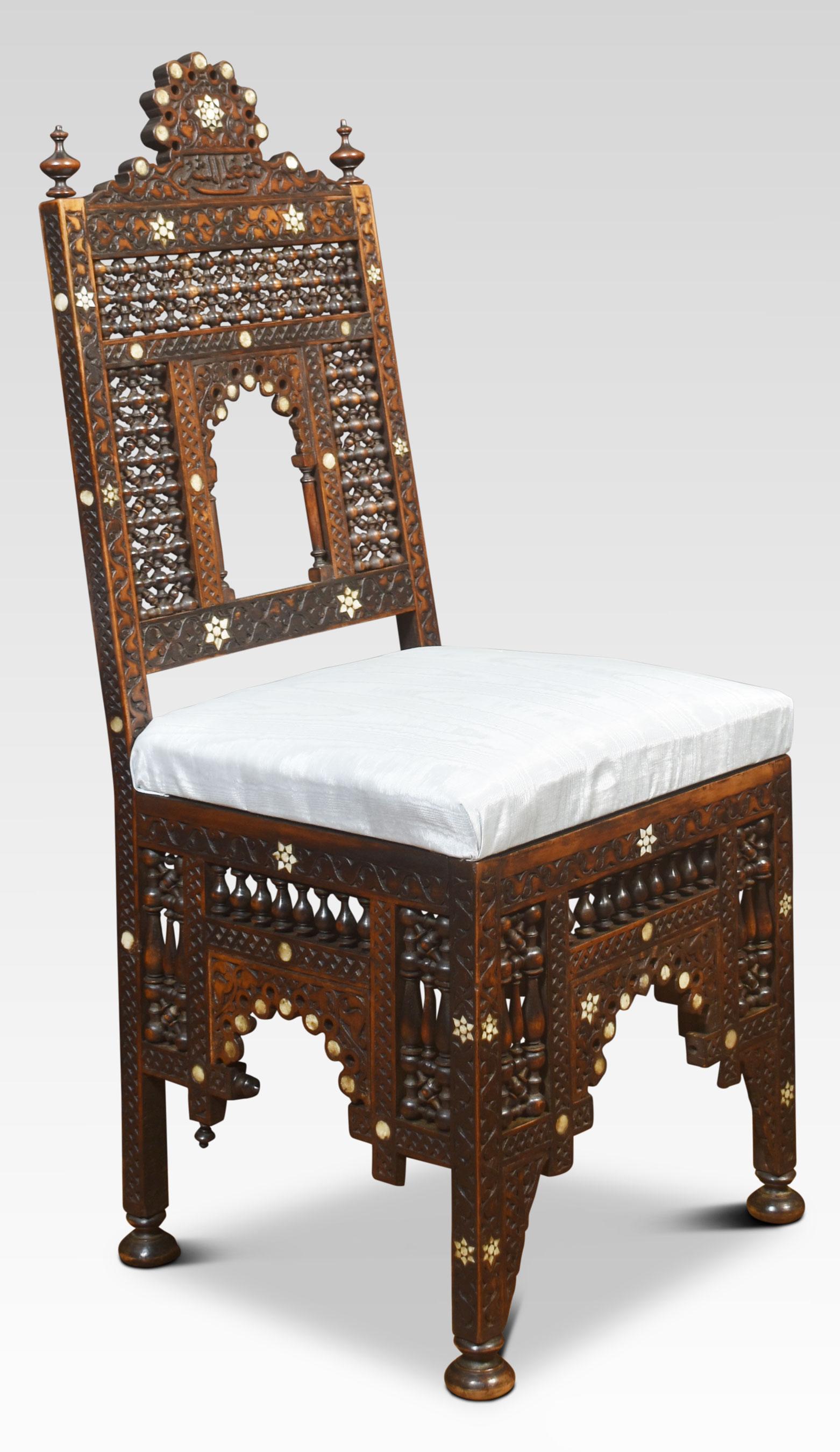 Pair of 19th Century Carved Moorish Hardwood Chairs For Sale 3