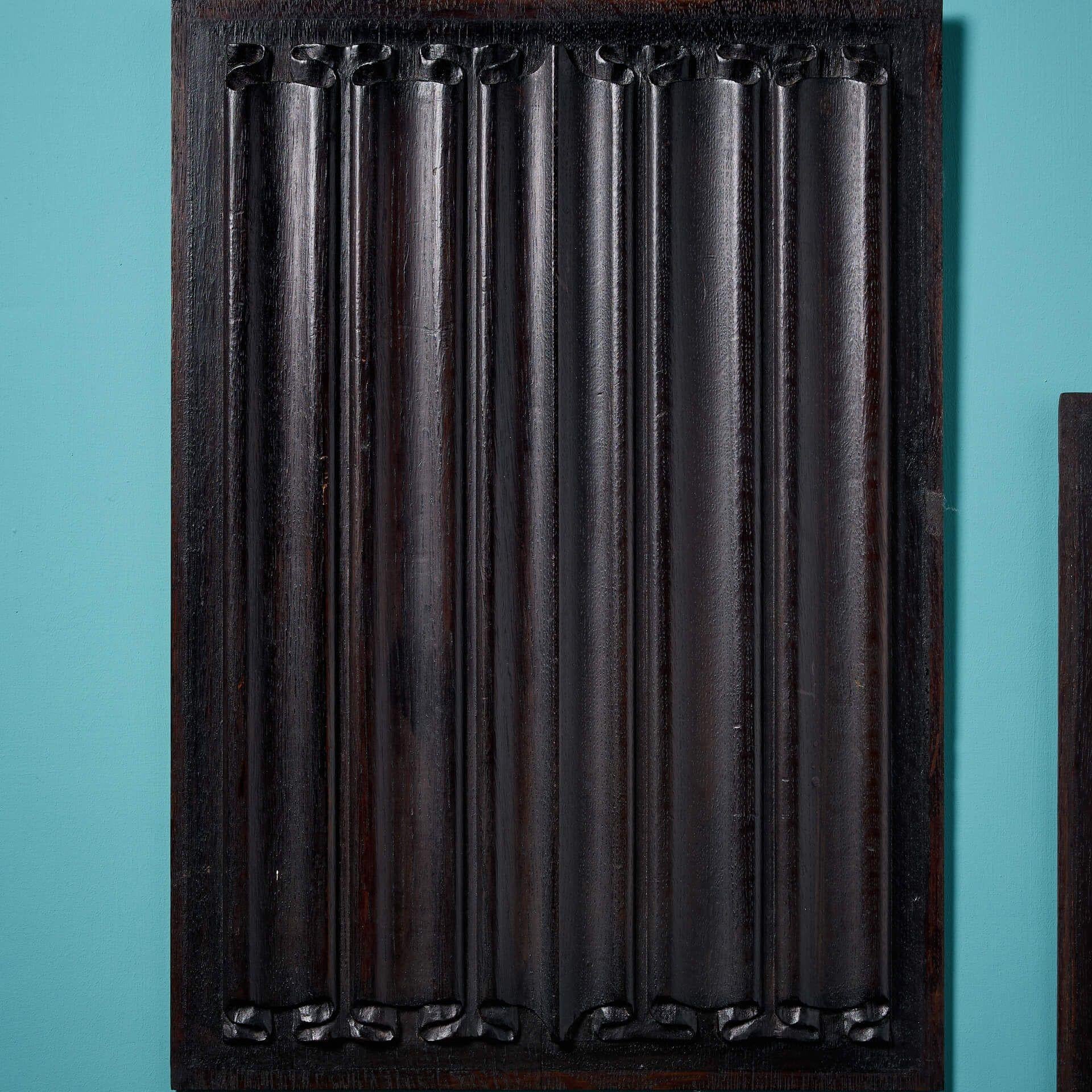 Paar geschnitzte Leinenfächer aus Eiche aus dem 19. Jahrhundert (1 von 2) (Englisch) im Angebot