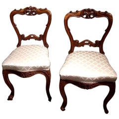 Antique Pair of 19th Century Carved Satinwood Balloon Back Chairs