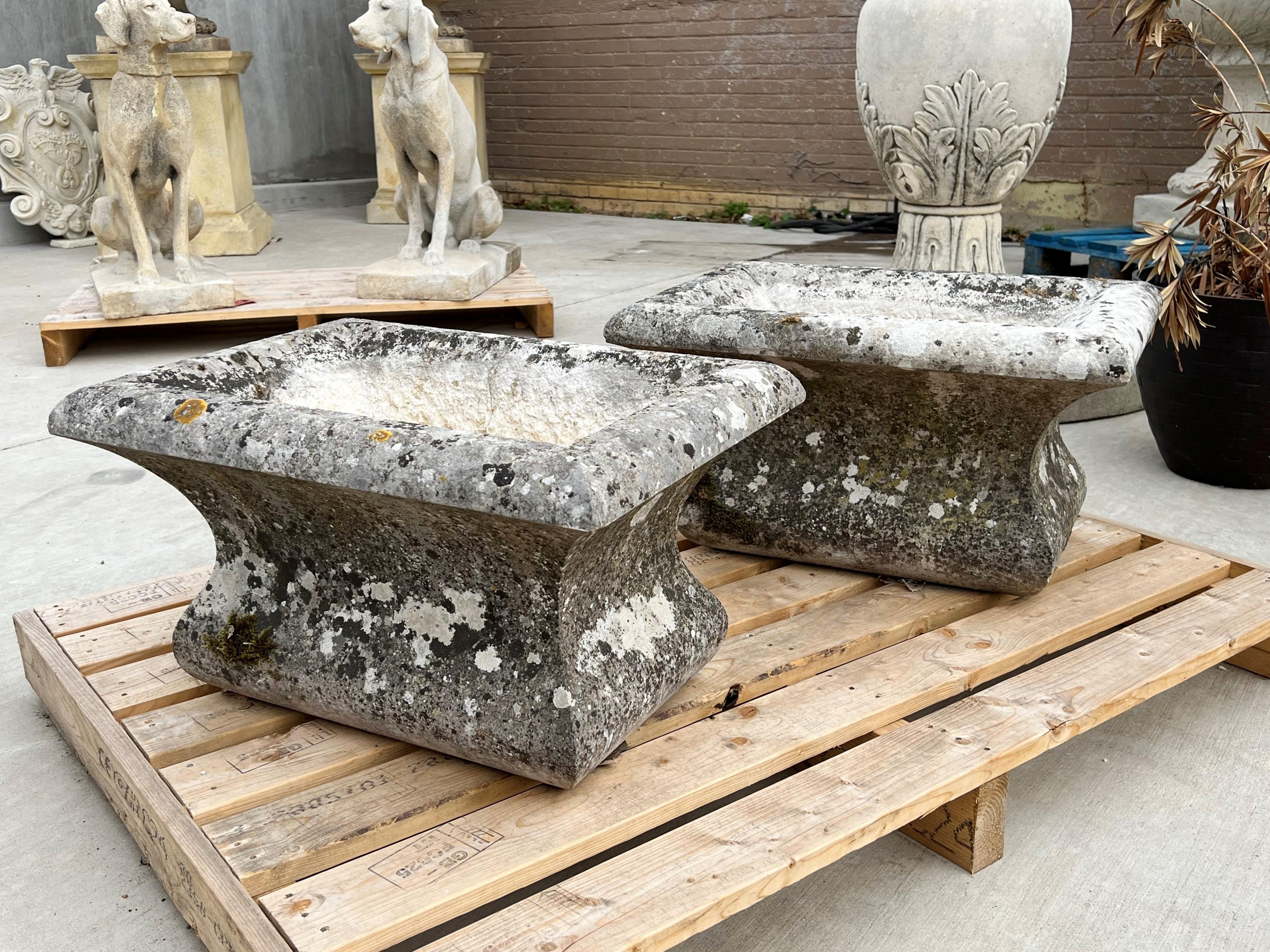 Pair of 19th Century Carved Stone Jardiniere Planters from Dijon, France For Sale 8