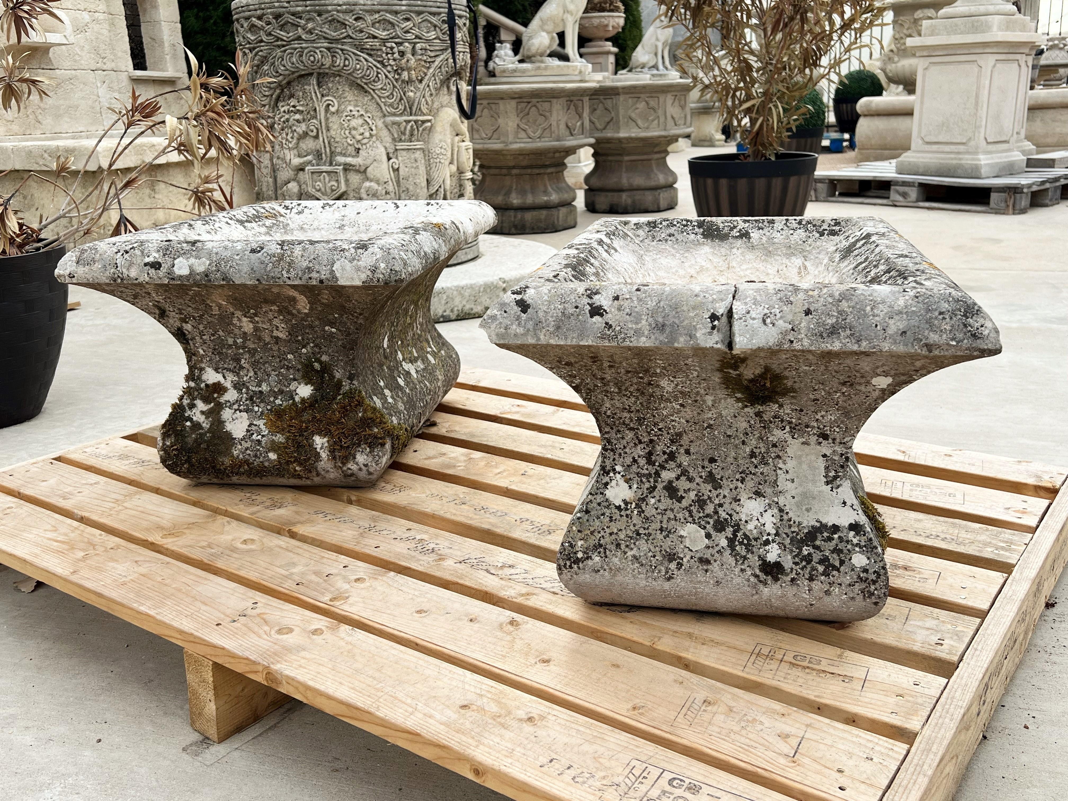 Pair of 19th Century Carved Stone Jardiniere Planters from Dijon, France For Sale 2