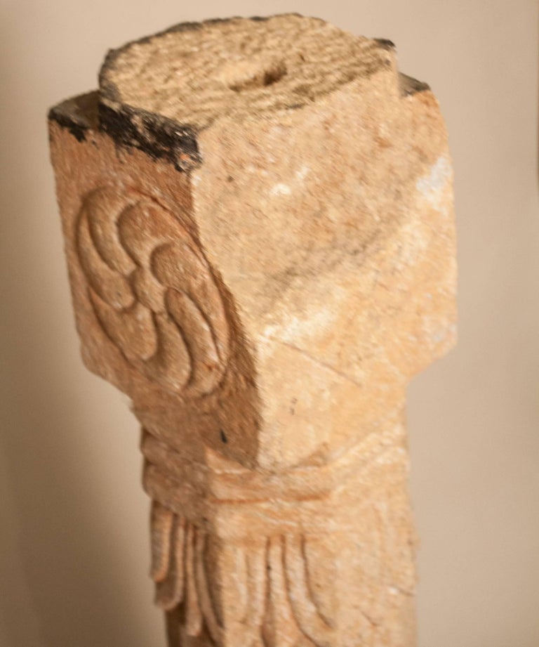 Pair of 19th Century Carved Stone Pillars For Sale at 1stdibs