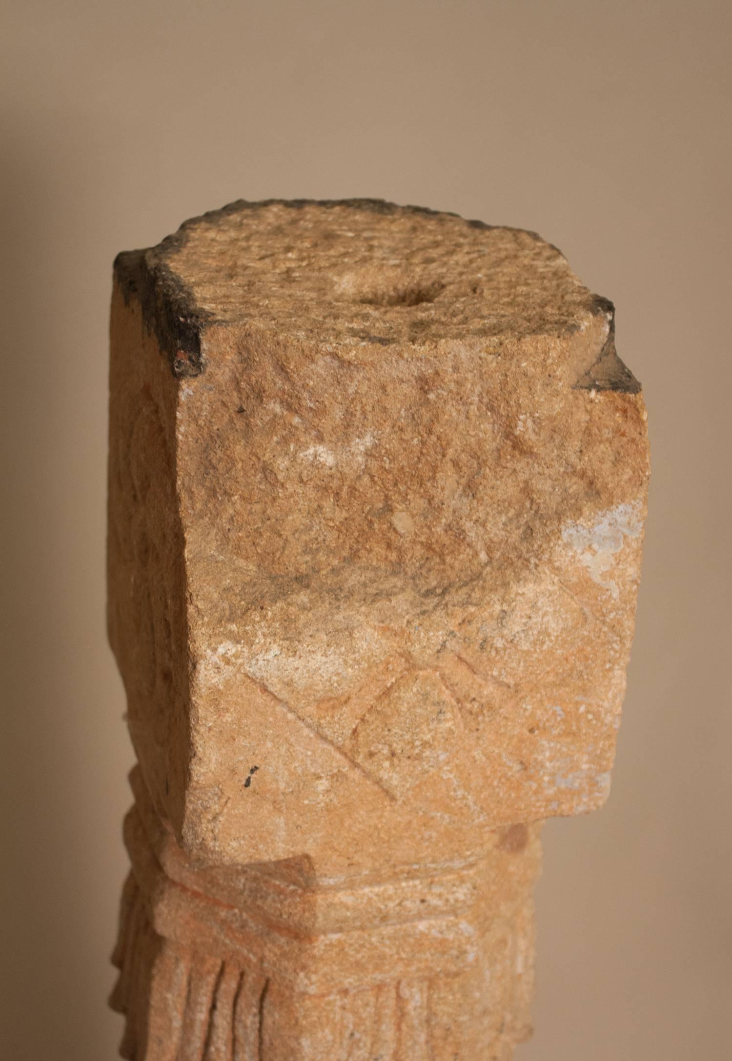 Pair of 19th Century Carved Stone Pillar Columns 4
