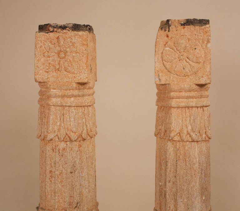 Pair of 19th Century Carved Stone Pillar Columns at 1stDibs stone