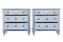Pair of 19th century carved Swedish painted chest of drawers