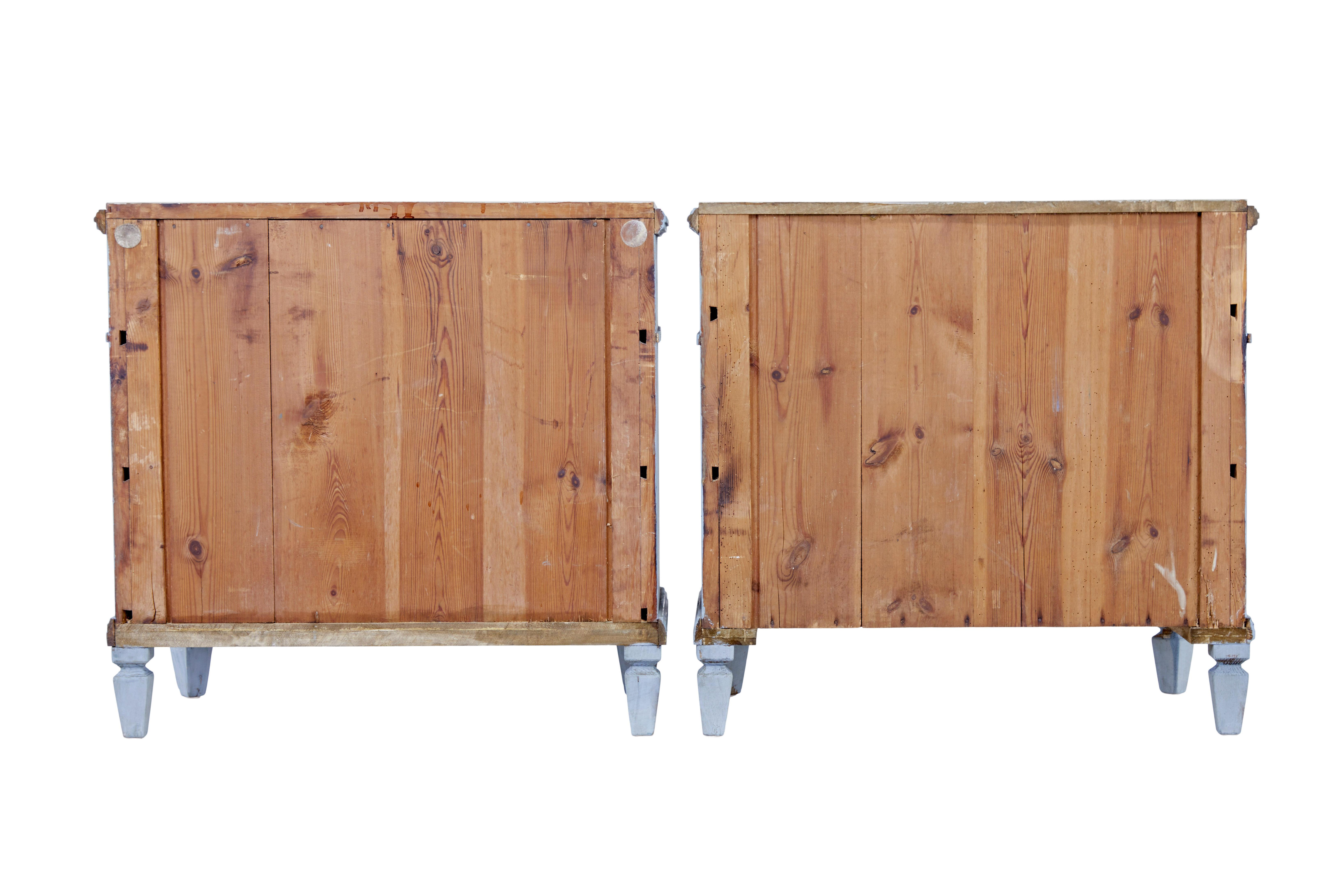 Pair of 19th century carved Swedish painted chest of drawers In Good Condition In Debenham, Suffolk