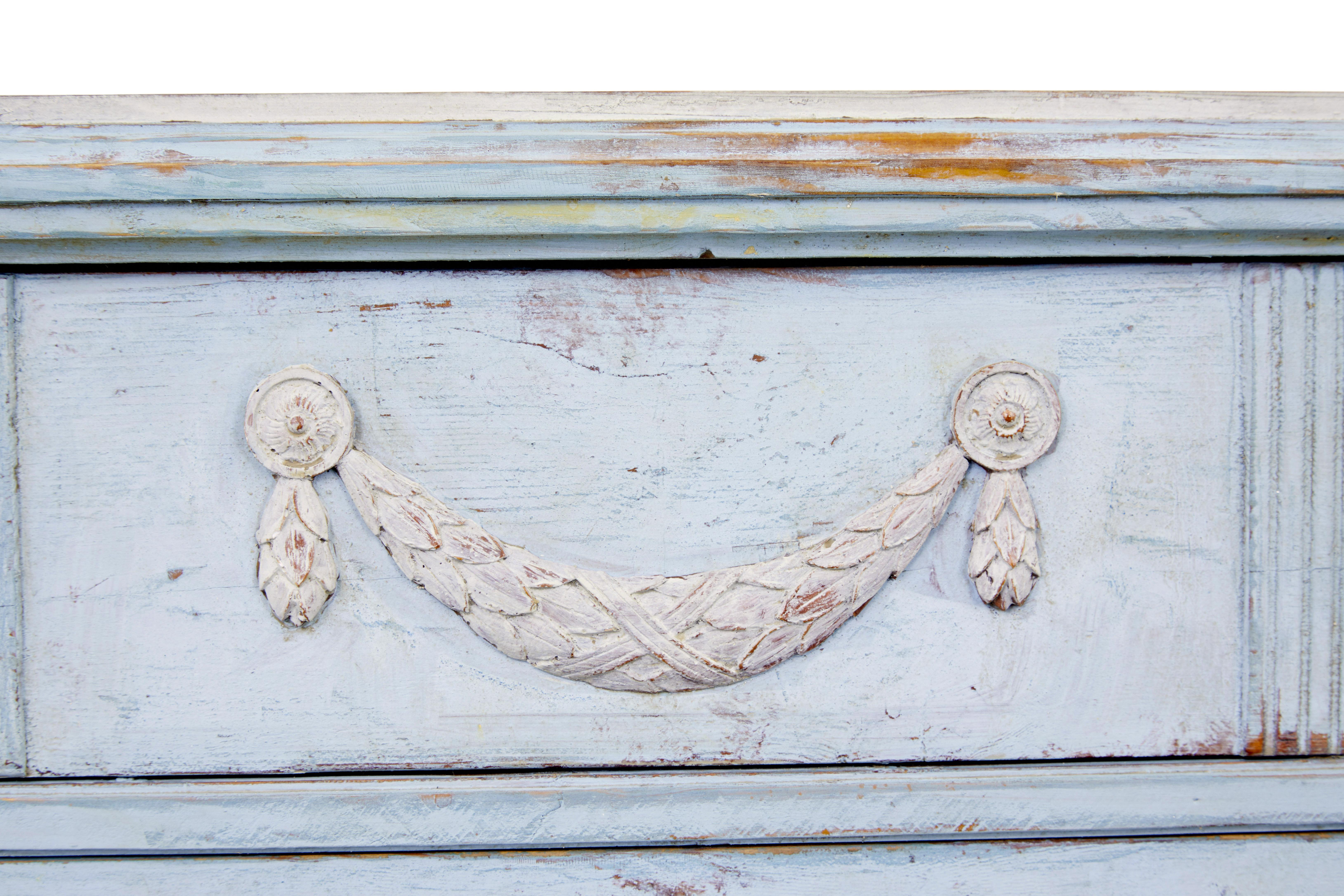 19th Century Pair of 19th century carved Swedish painted chest of drawers For Sale