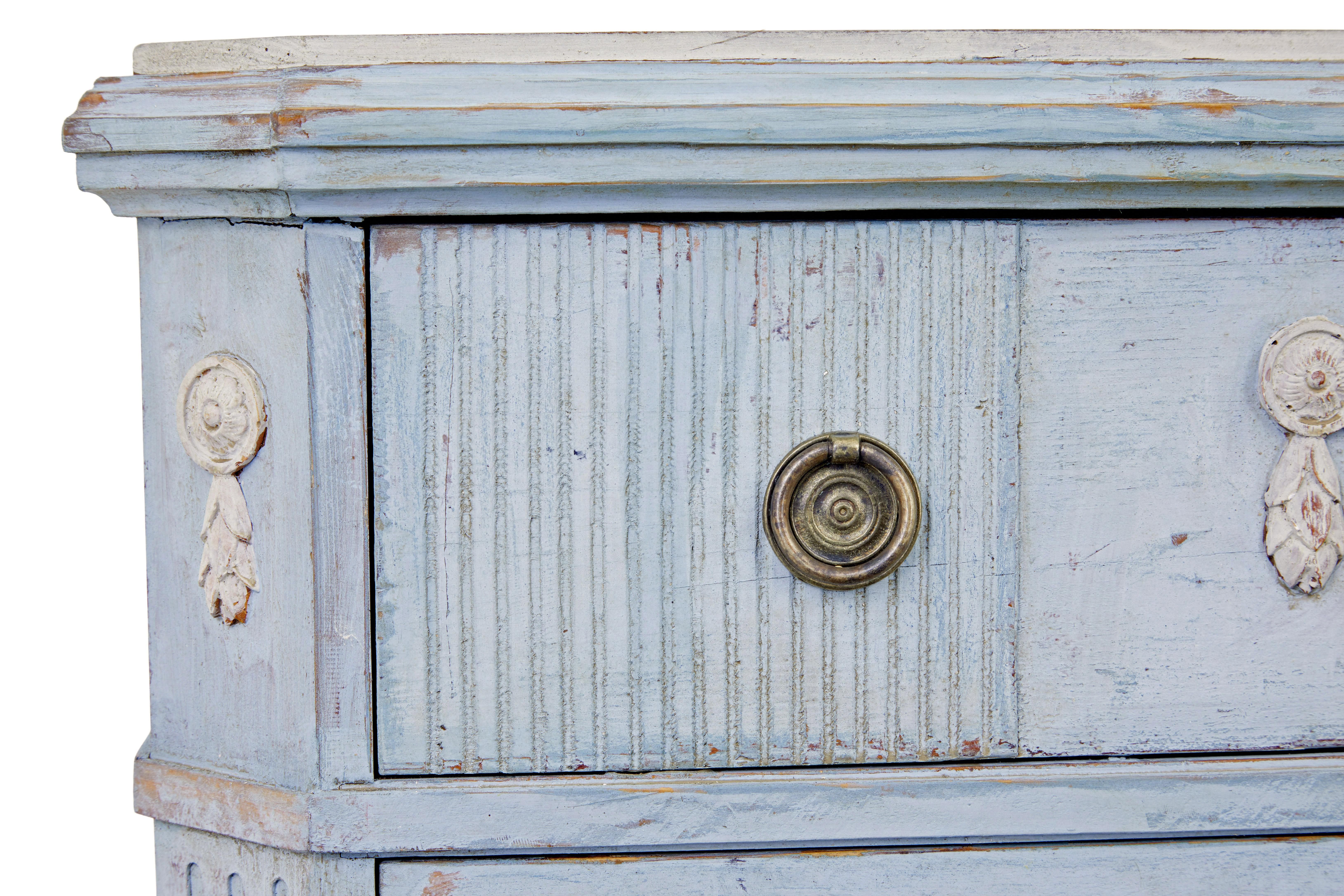 Pine Pair of 19th century carved Swedish painted chest of drawers