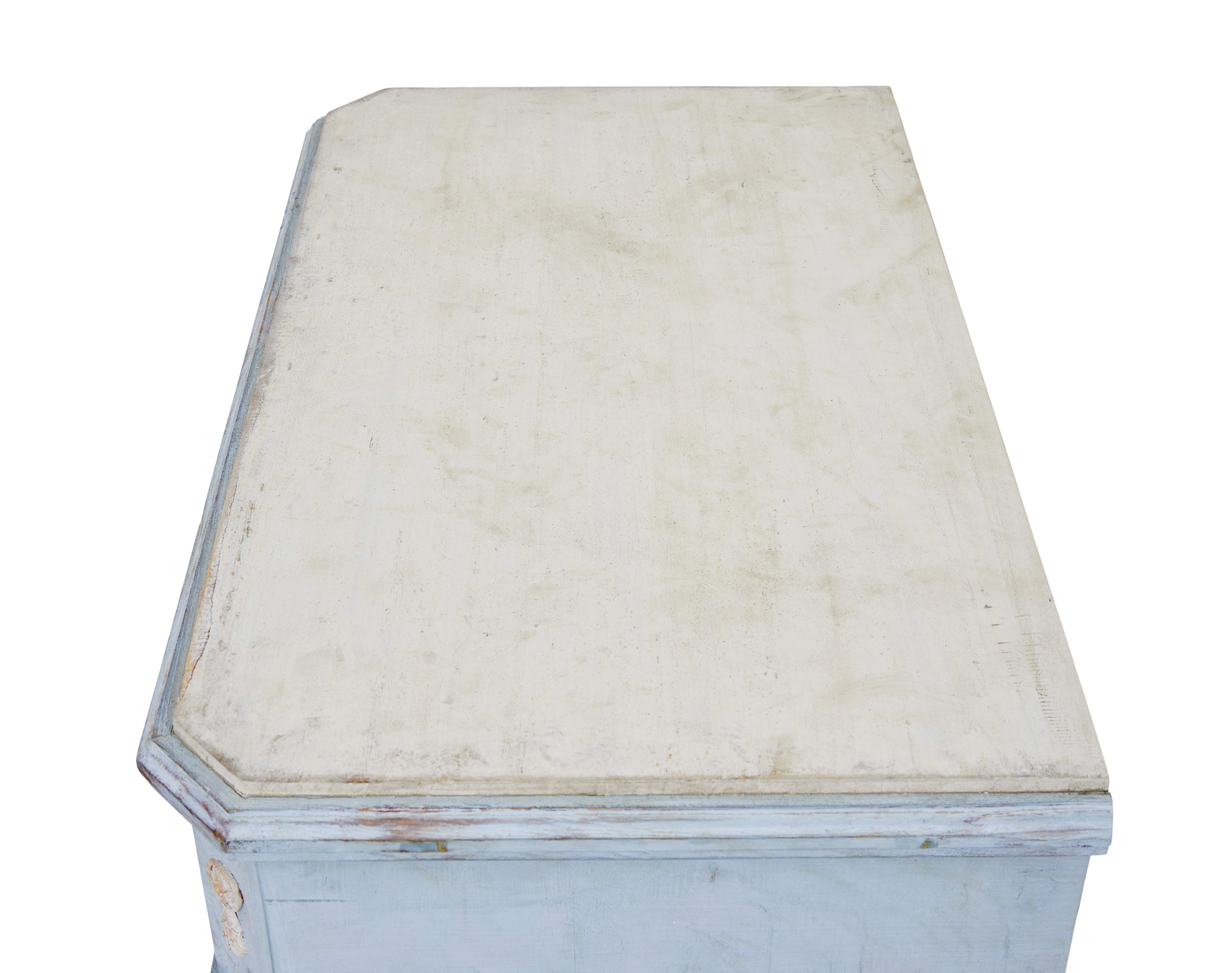 Pair of 19th century carved Swedish painted chest of drawers 2