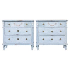 Pair of 19th century carved Swedish painted chest of drawers