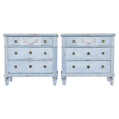 Pair of 19th century carved Swedish painted chest of drawers