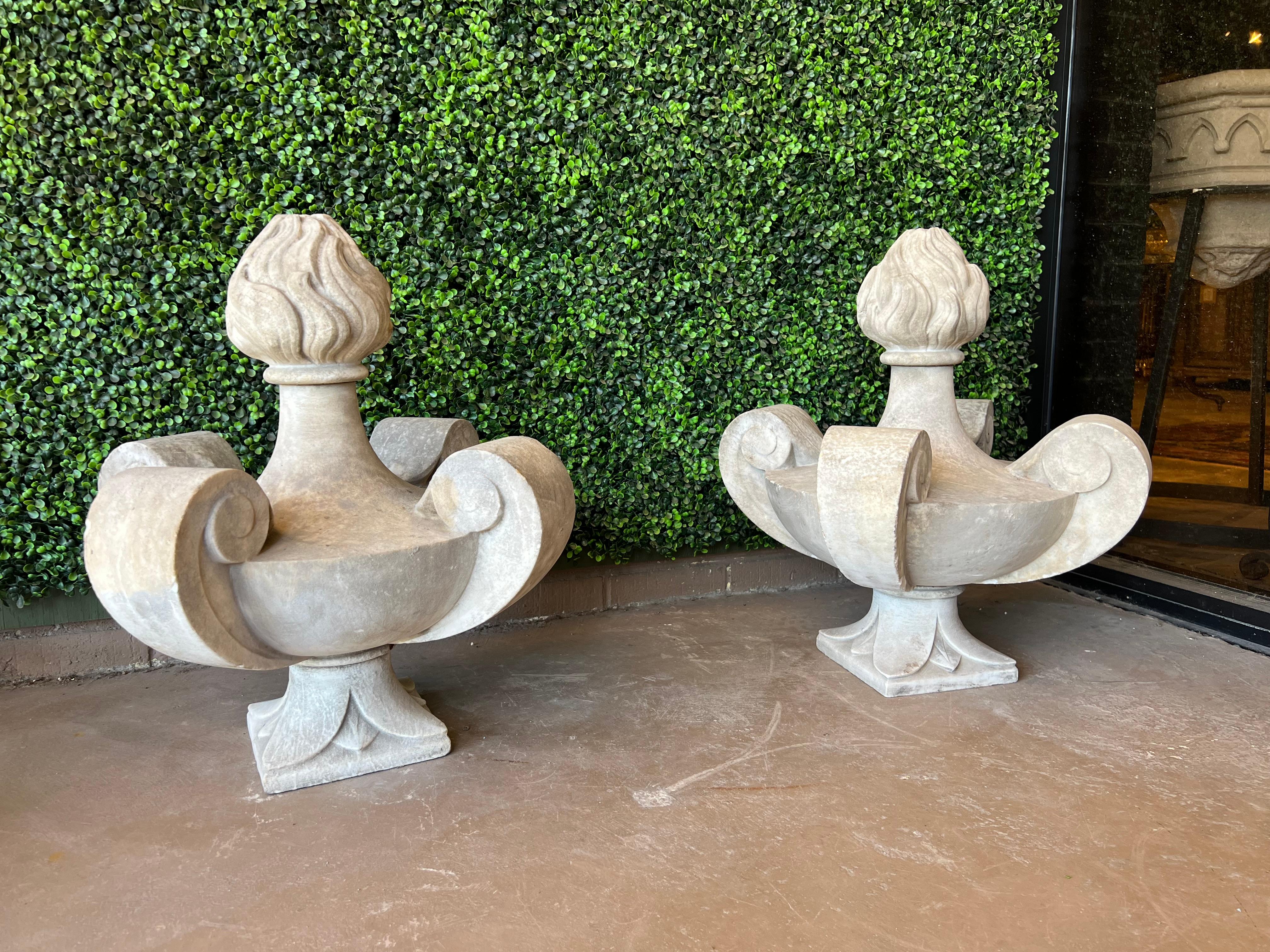 Pair of 19th Century Carved White Marble Finial Ornaments from France For Sale 8
