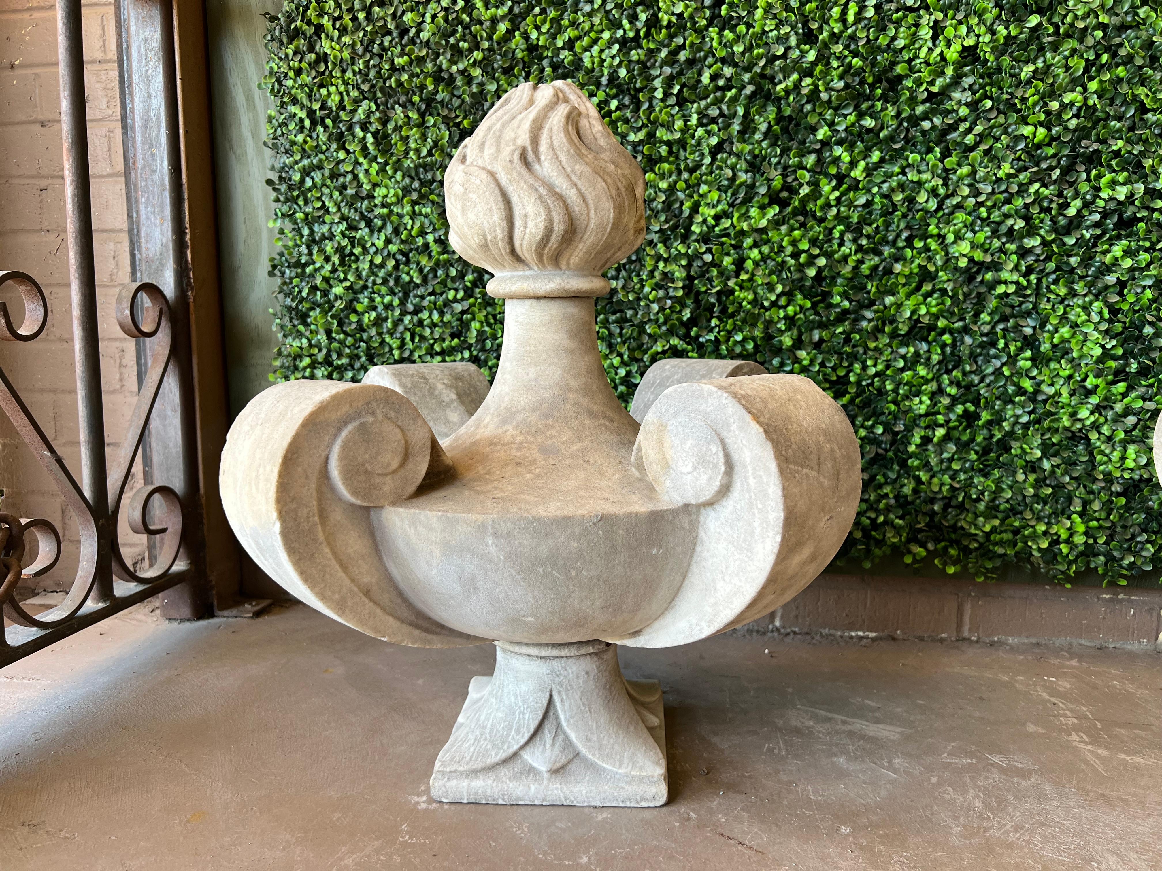 Pair of 19th Century Carved White Marble Finial Ornaments from France For Sale 9