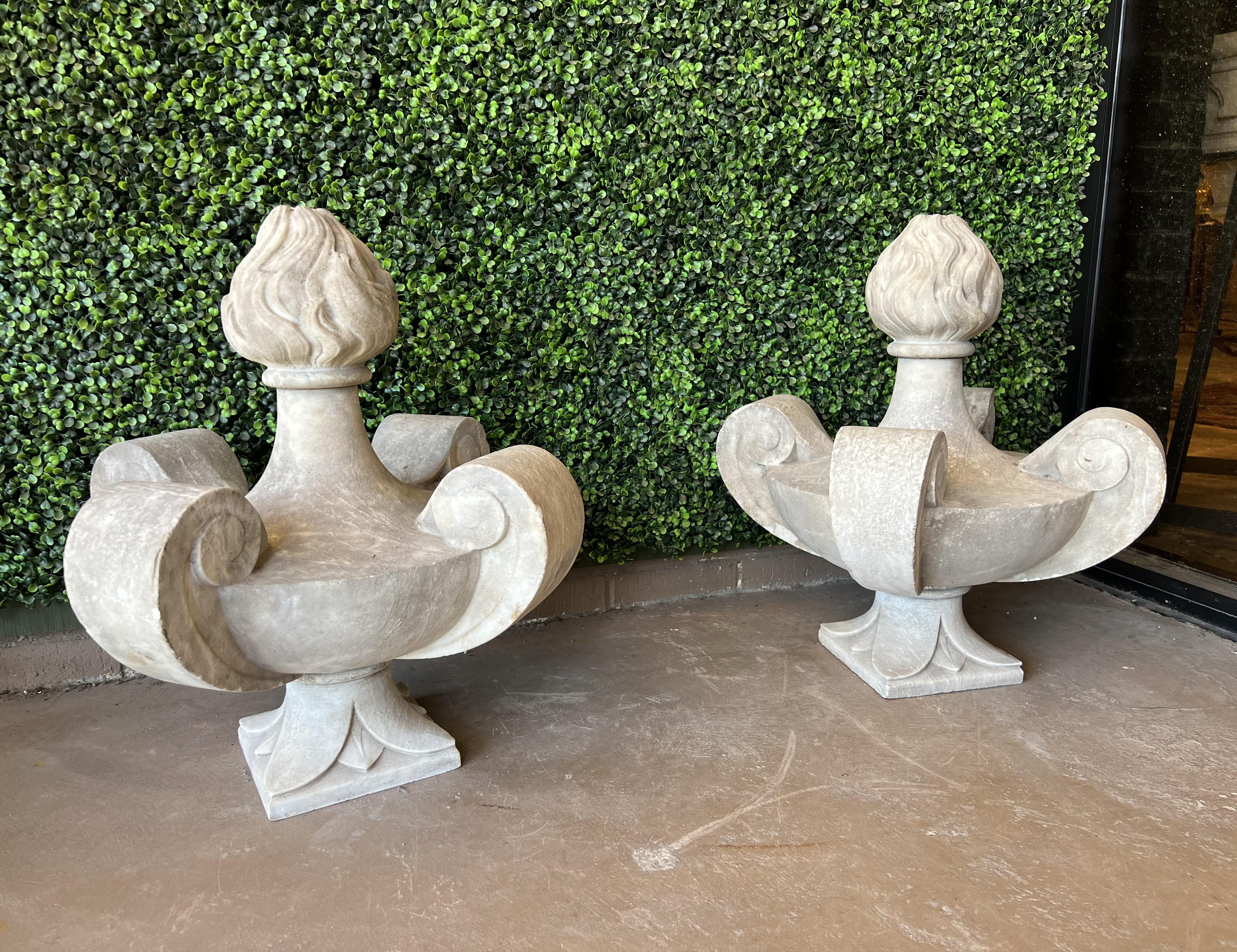 Pair of 19th Century Carved White Marble Finial Ornaments from France For Sale 12