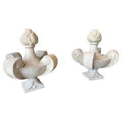 Pair of 19th Century Carved White Marble Finial Ornaments from France