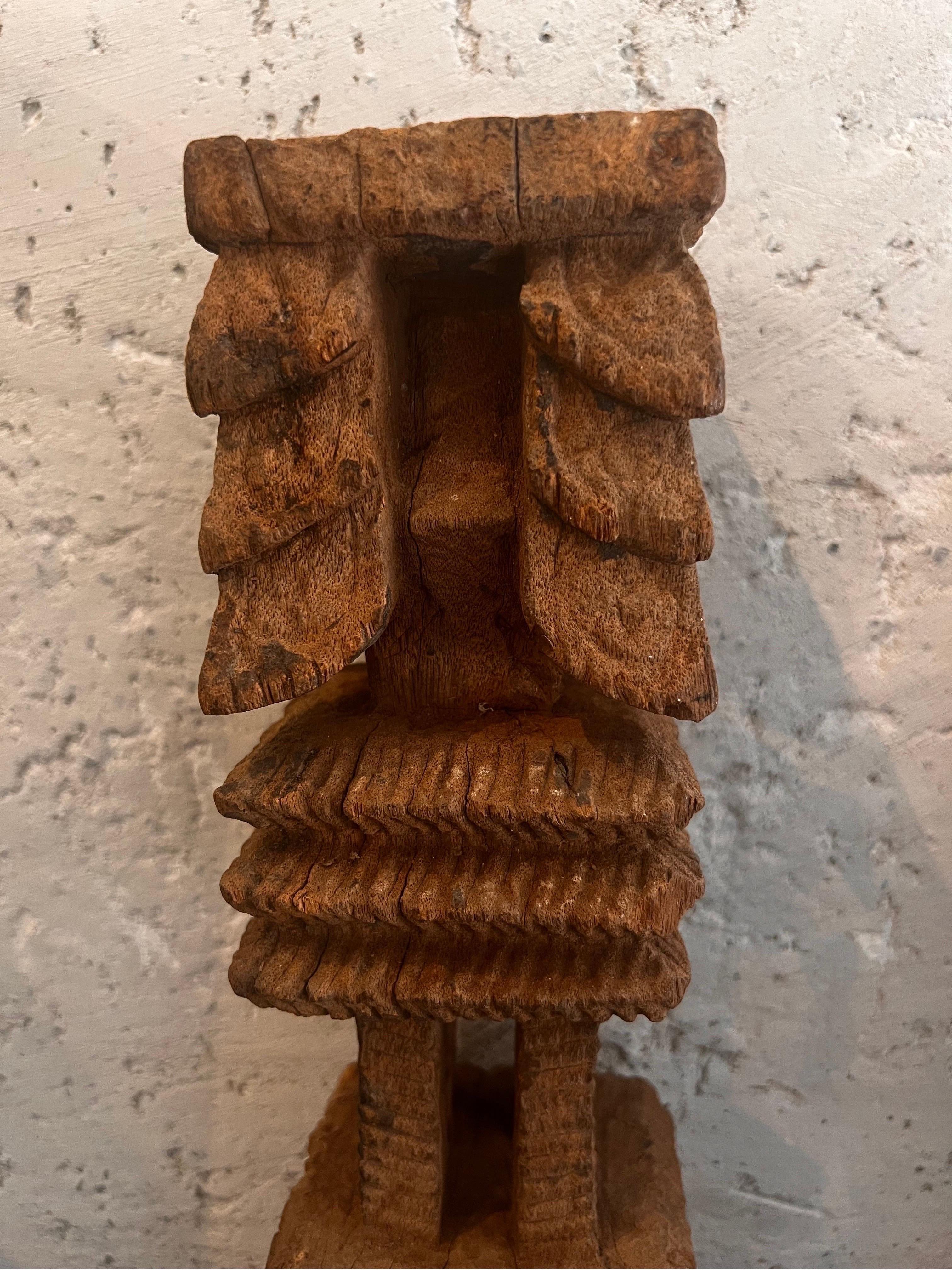 Pair of 19th Century Carved Wooden Candle Sticks from Burma For Sale 1
