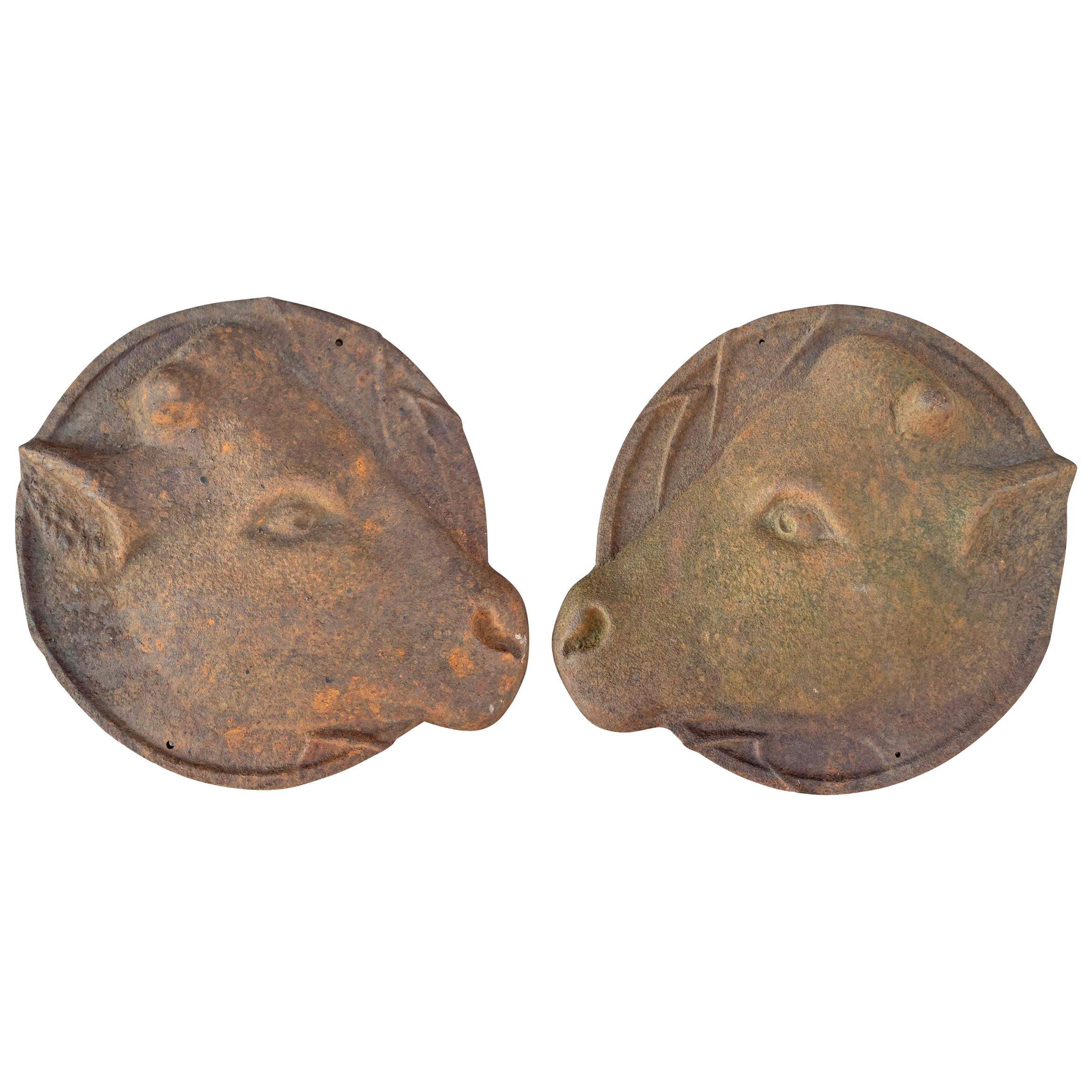 Pair of 19th Century Cast Iron Butcher
s Shop Signs