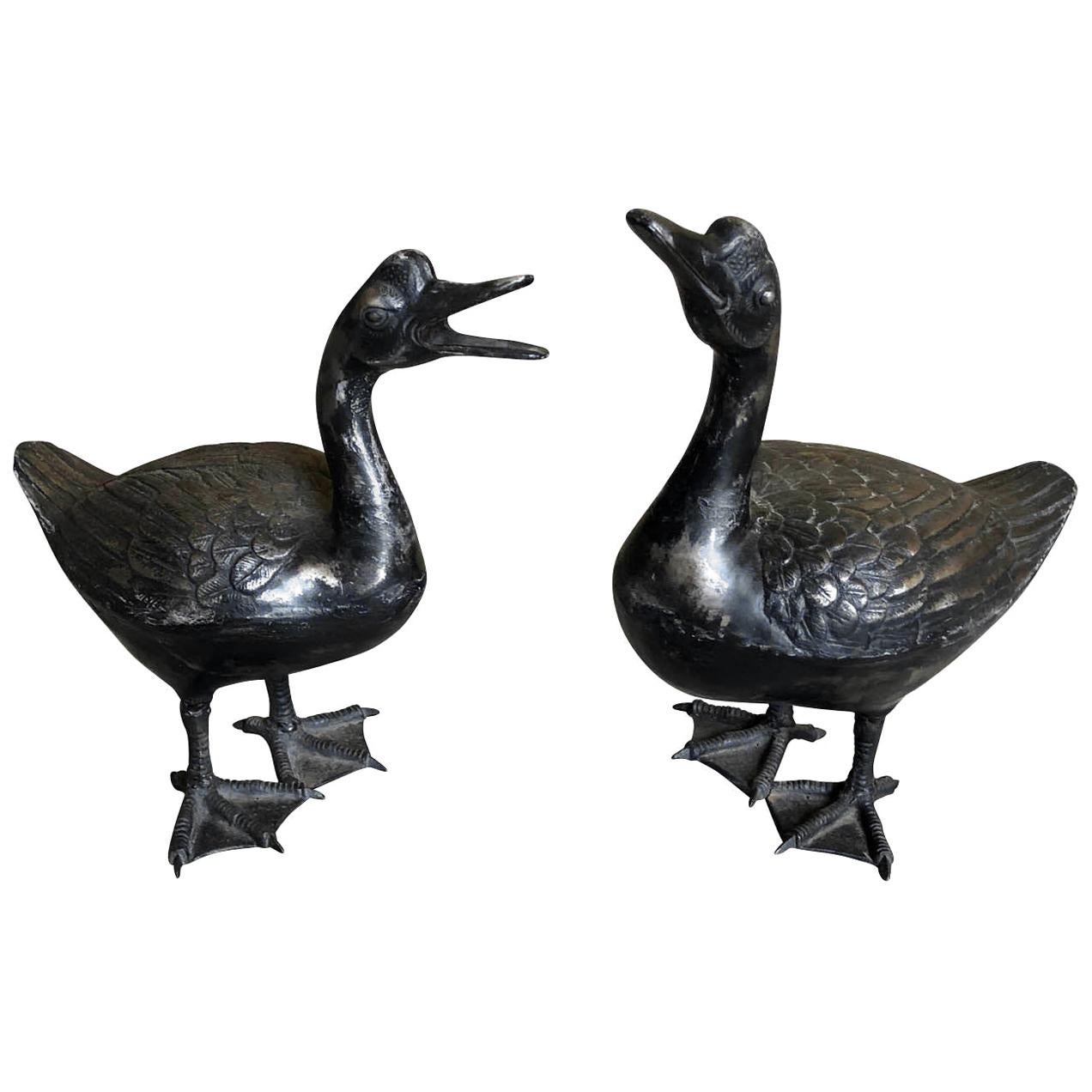 Pair of 19th Century Cast Iron Ducks