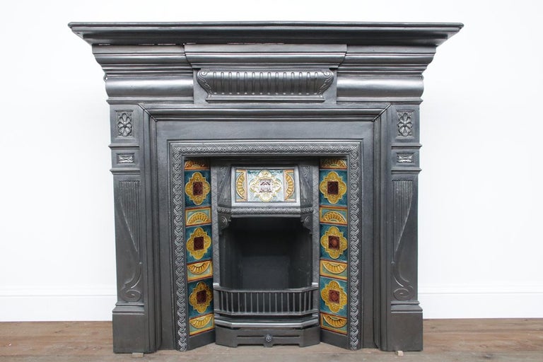 Pair Of 19th Century Cast Iron Fire Surrounds With Original Tiled