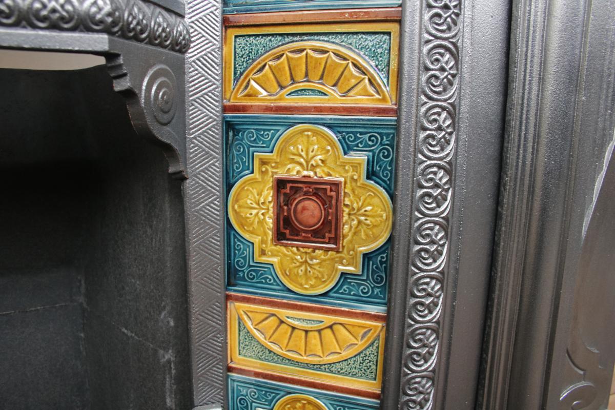 Pair of 19th Century Cast Iron Fire Surrounds with Original Tiled Grates 3