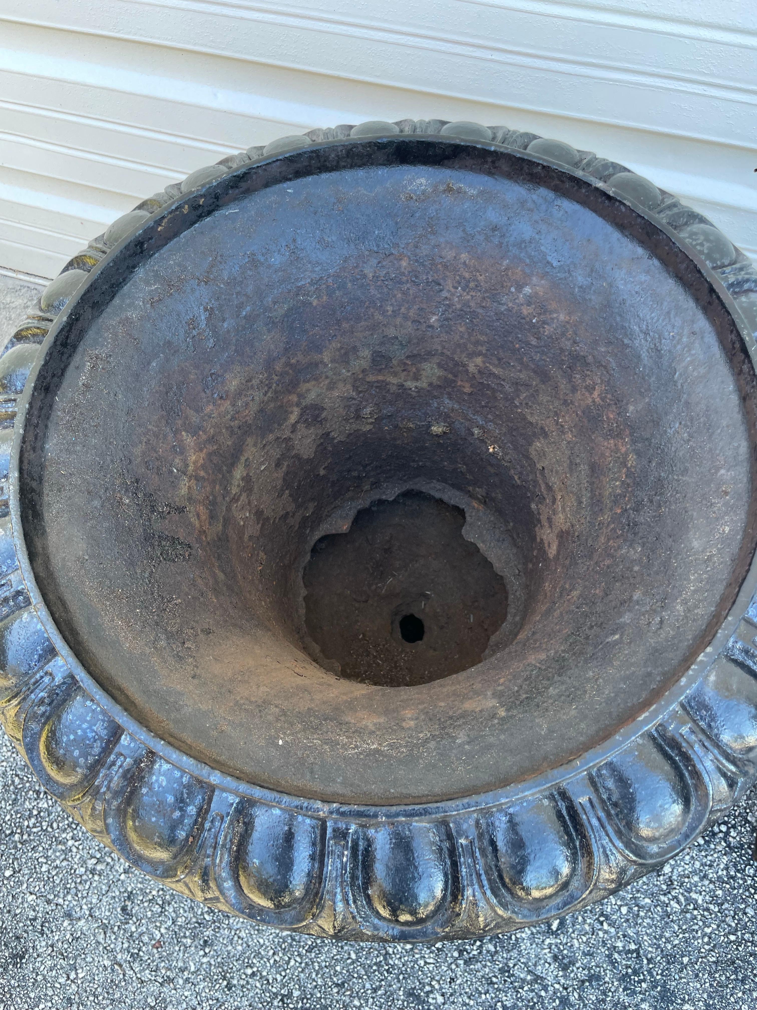 Ferro Coppia di vasi da giardino in ghisa del XIX secolo in vendita