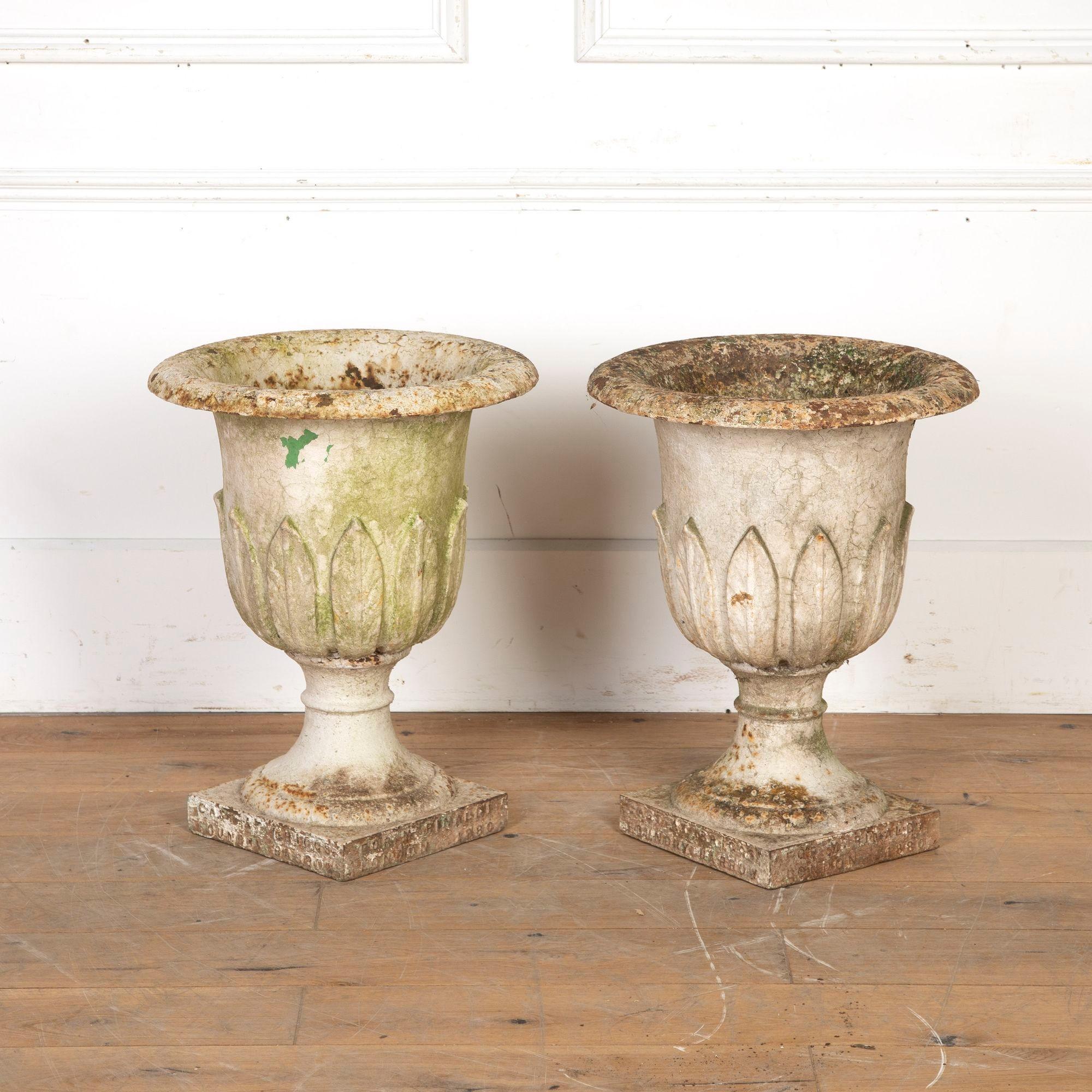 Pair of 19th Century Cast Iron Garden Urns For Sale 2