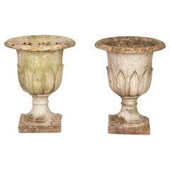 Antique Pair of 19th Century Cast Iron Garden Urns
